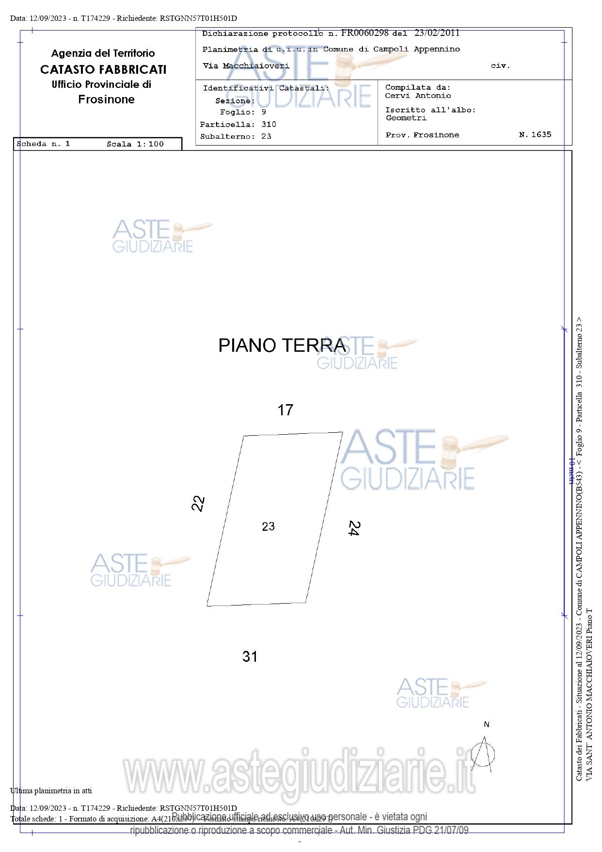 Planimetria del bene