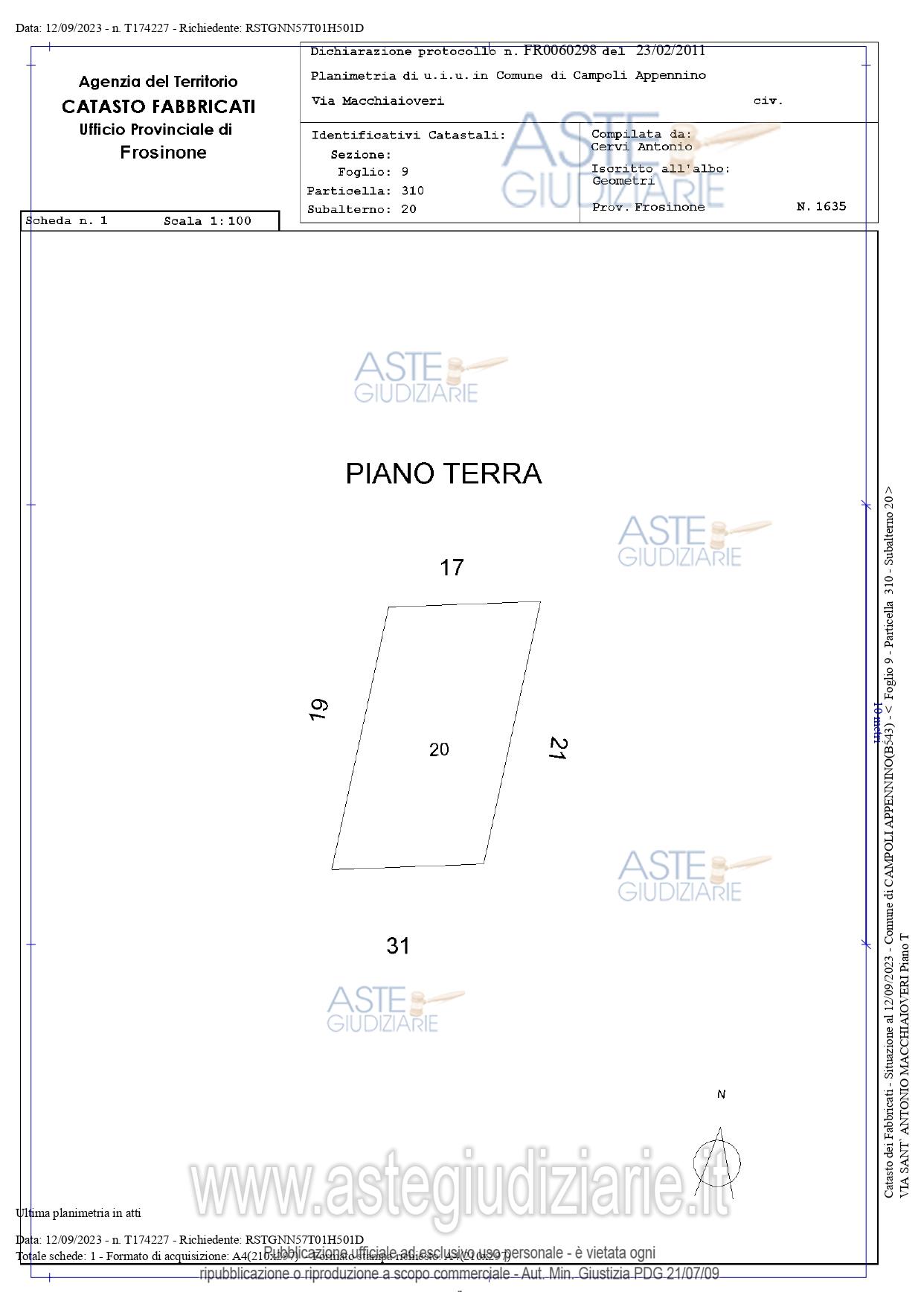 Planimetria del bene