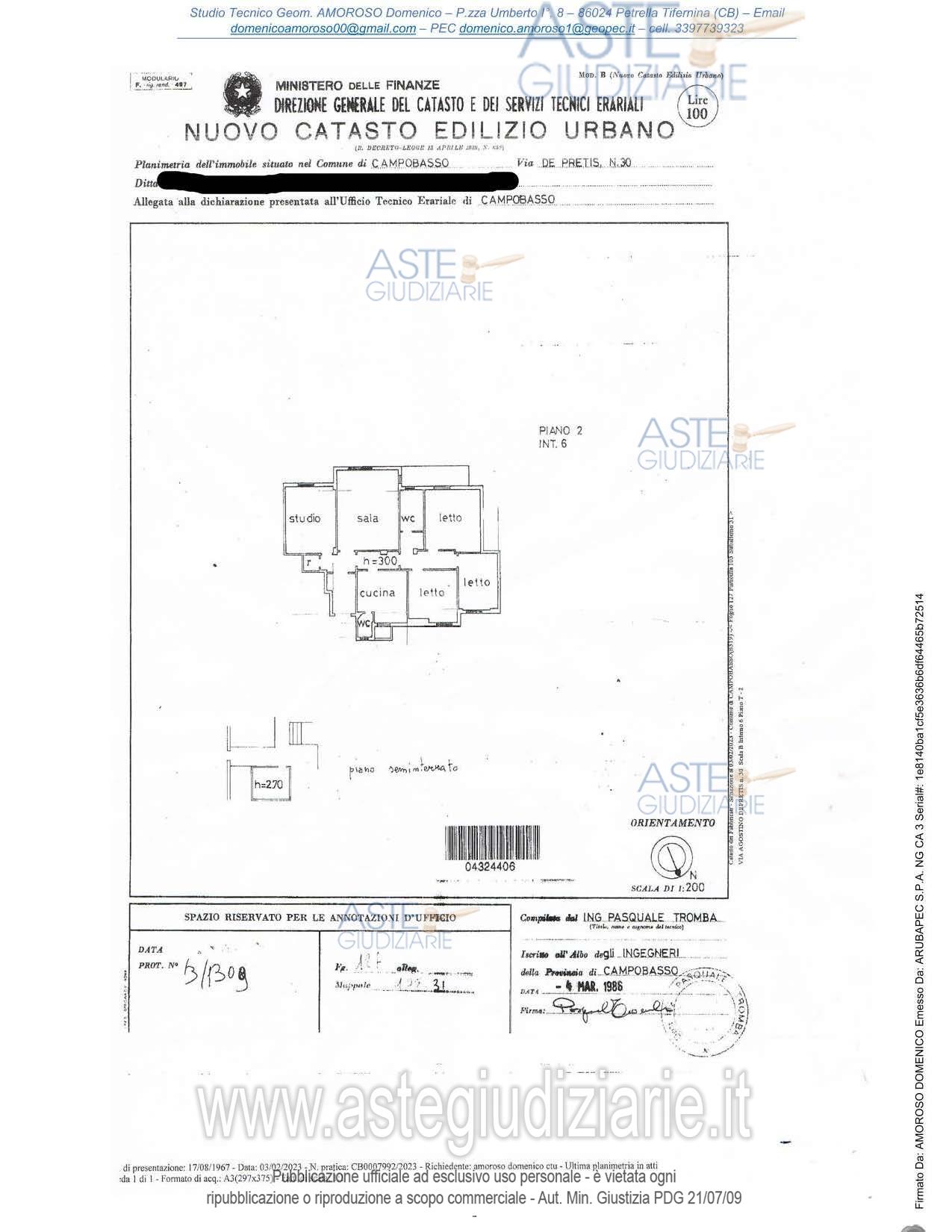 Planimetria del bene