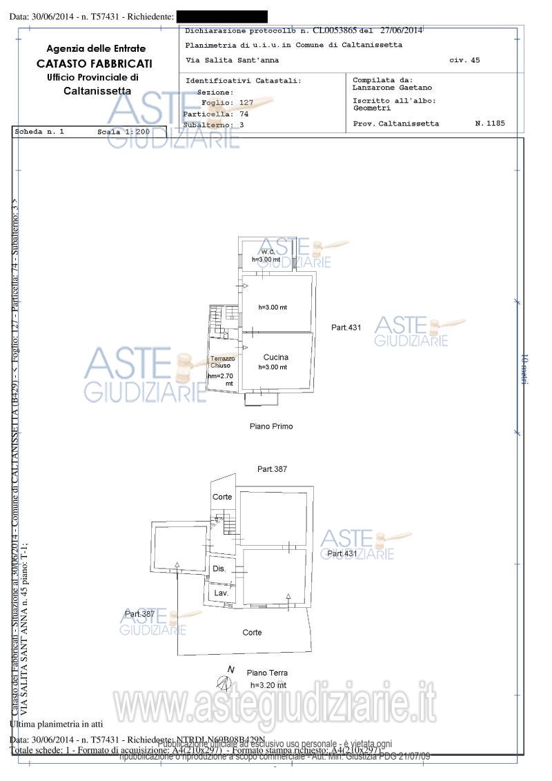 Planimetria del bene