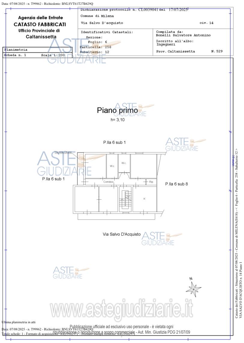 Planimetria del bene
