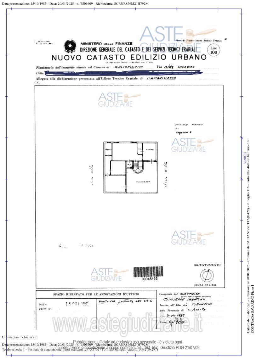 Planimetria del bene