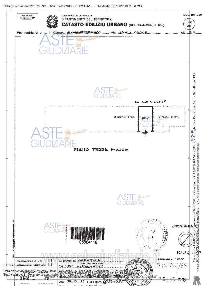 Planimetria del bene
