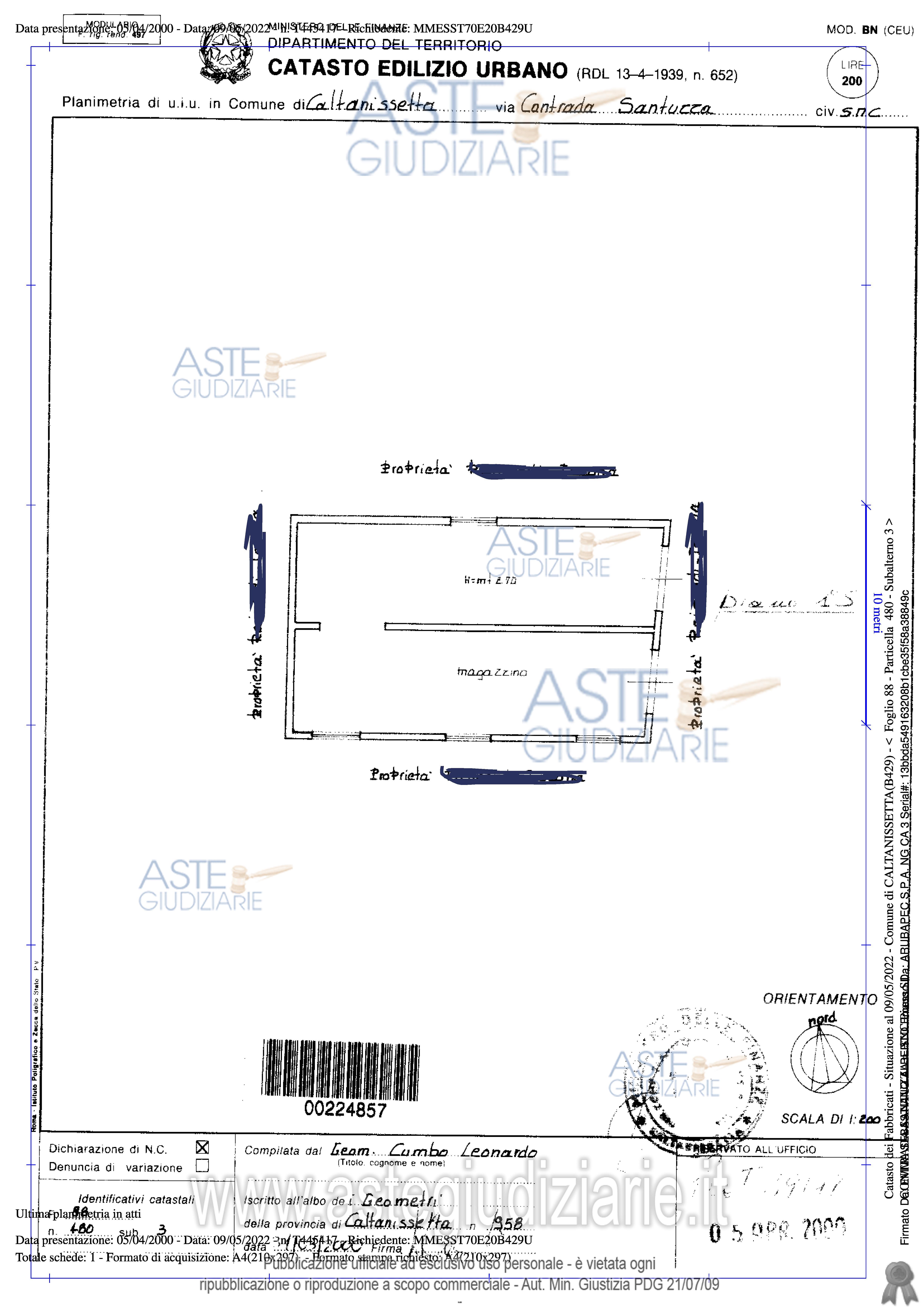 Planimetria del bene