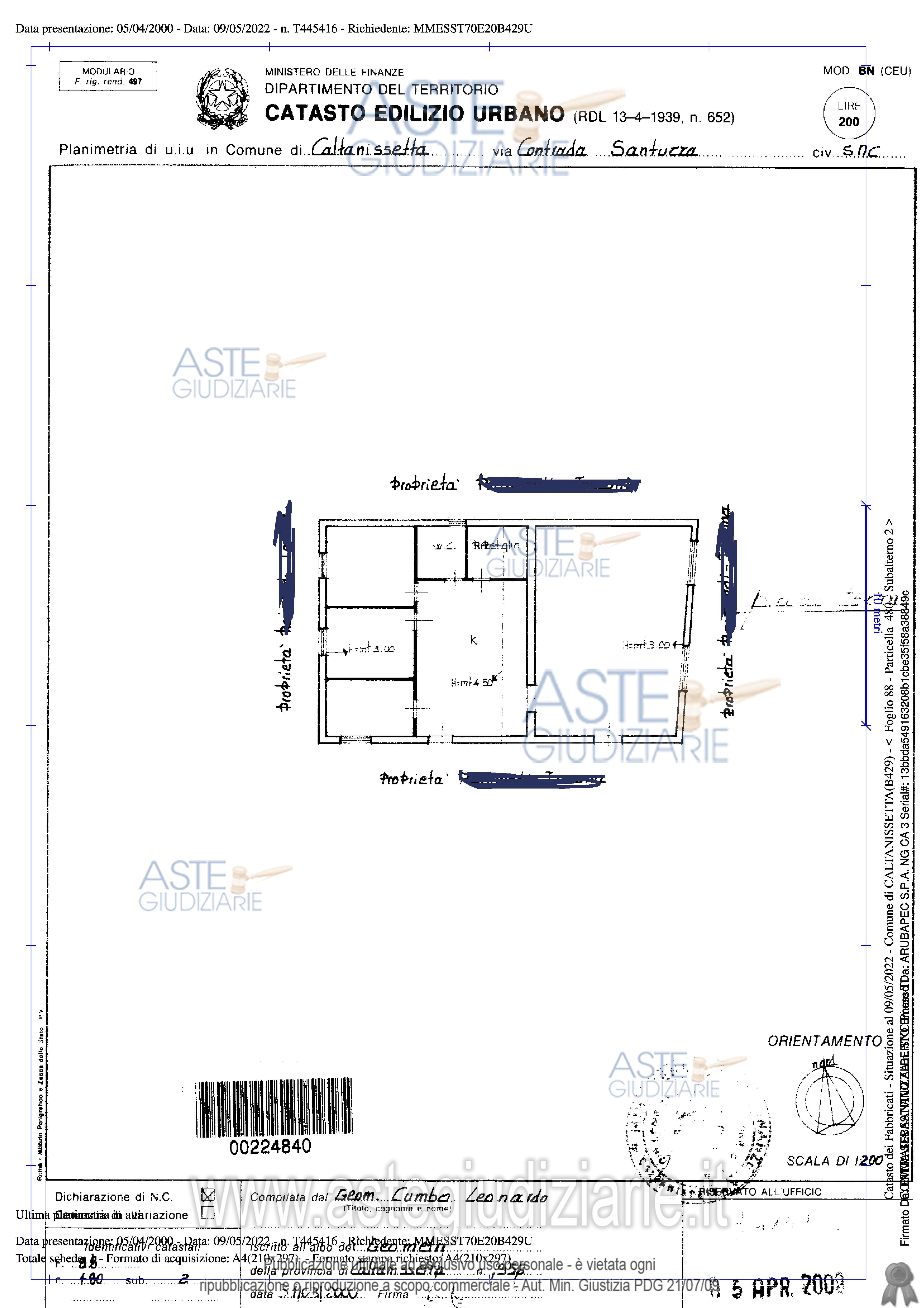 Planimetria del bene