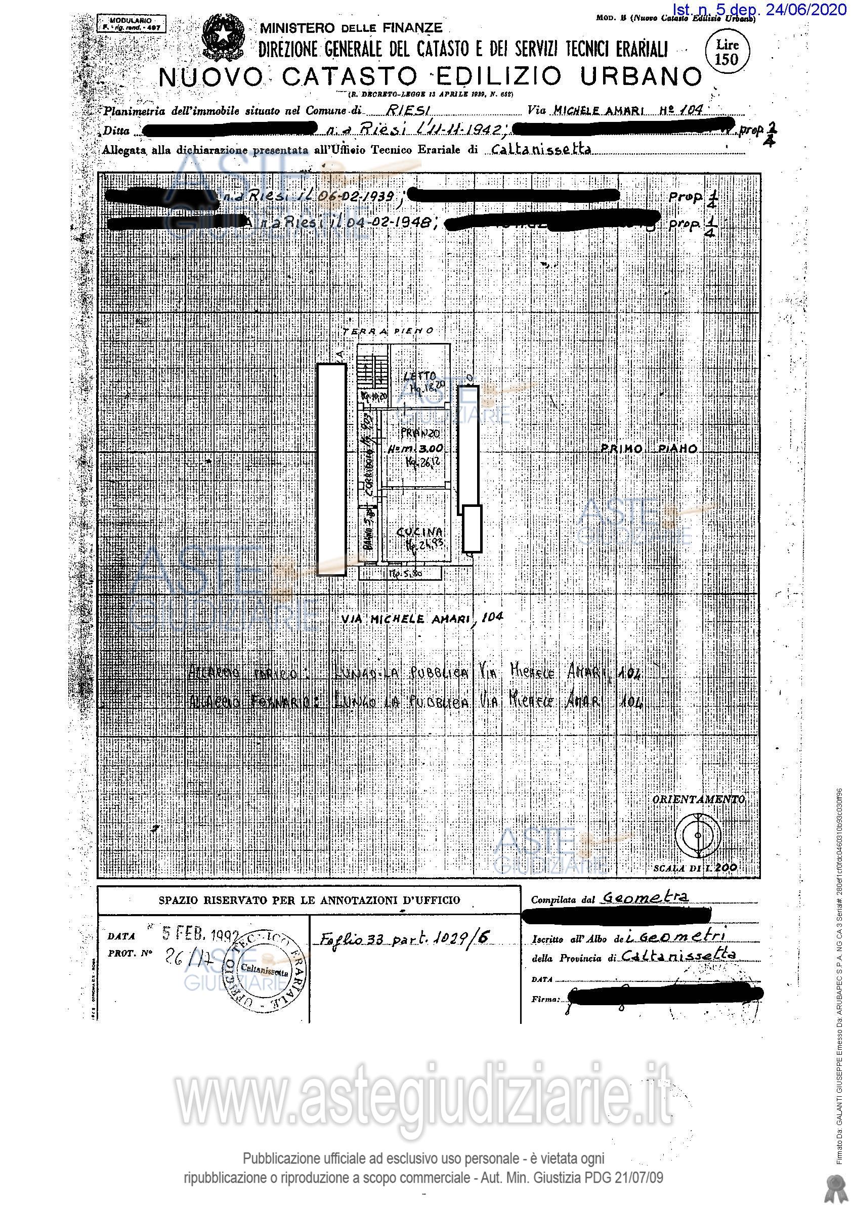 Planimetria del bene