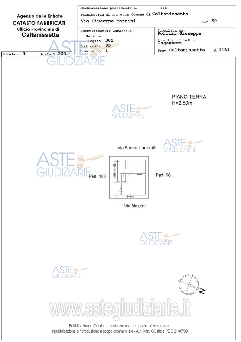 Planimetria del bene