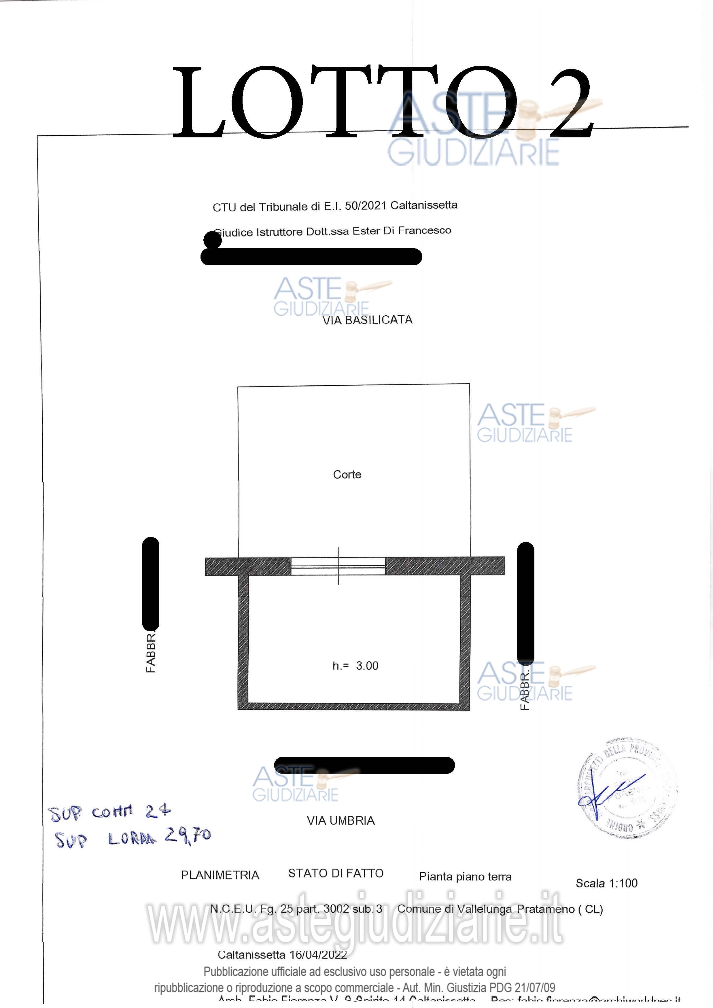 Planimetria del bene