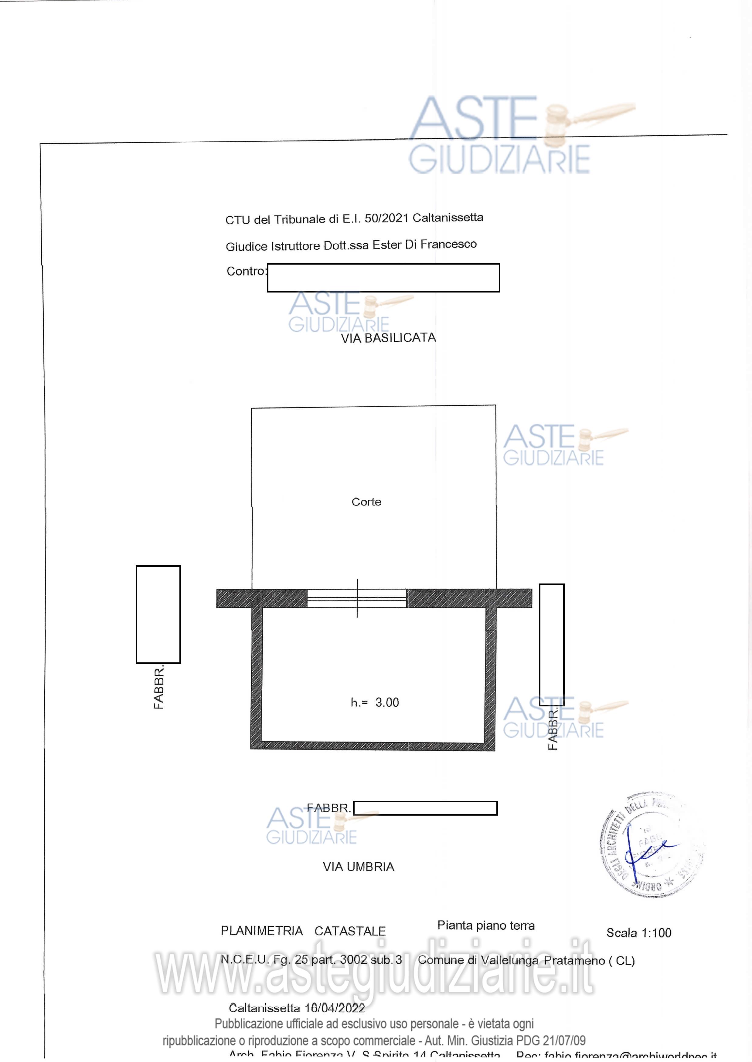Planimetria del bene