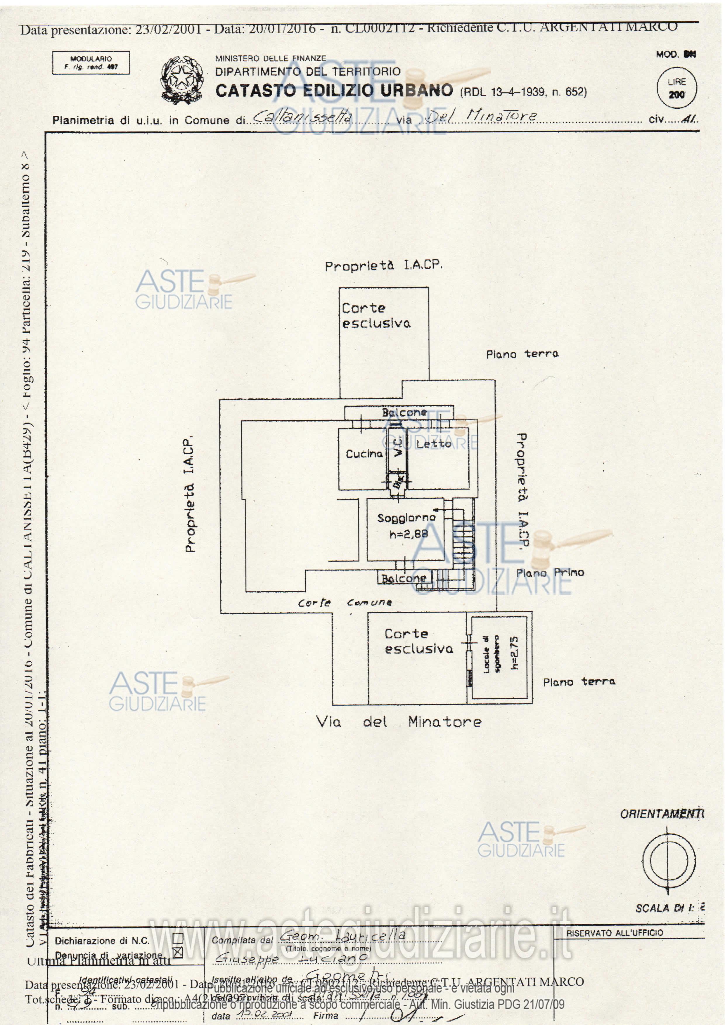 Planimetria del bene