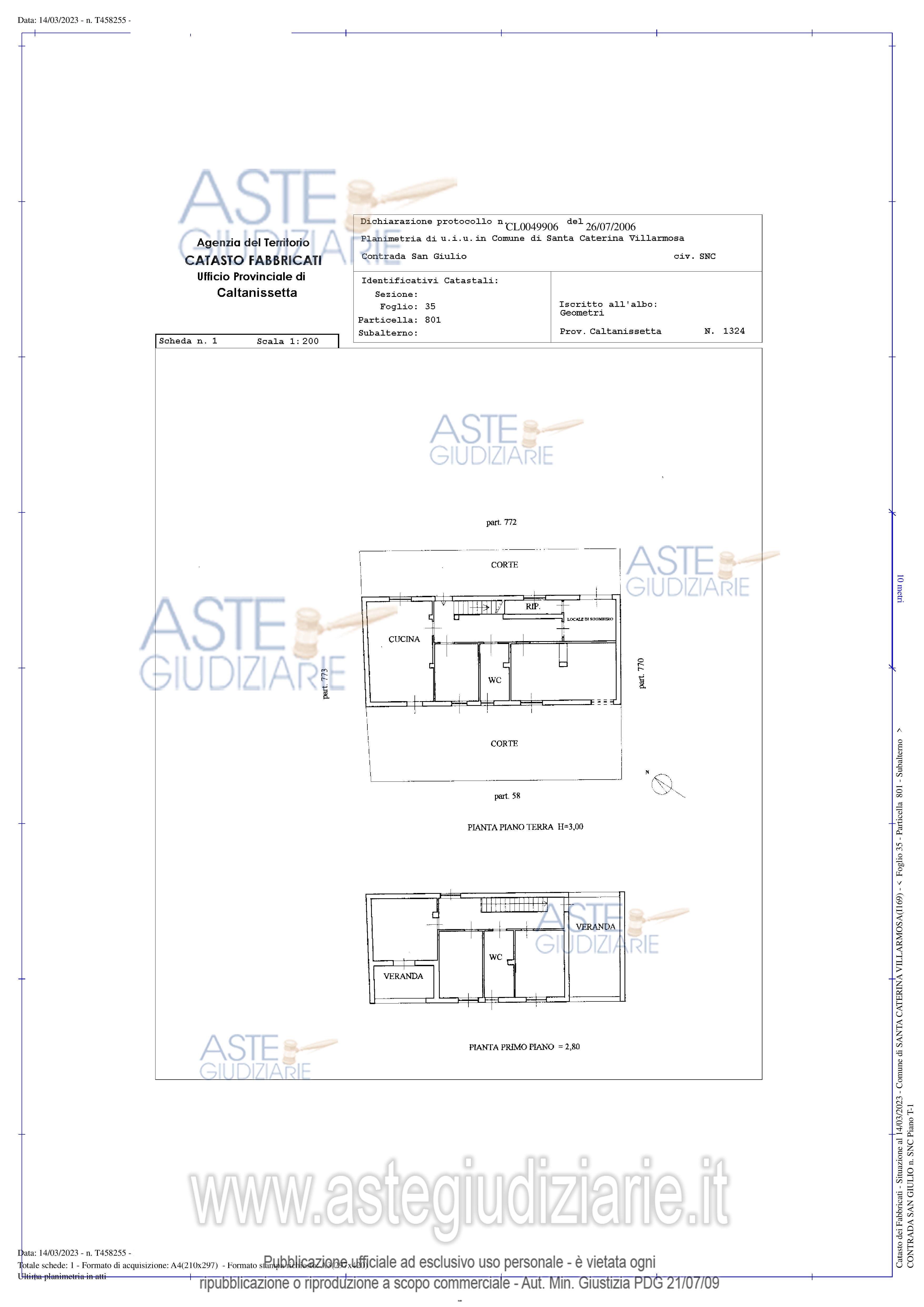 Planimetria del bene