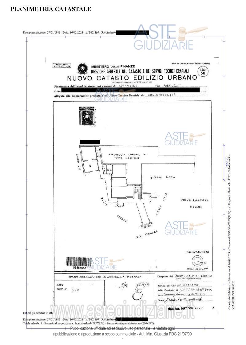 Planimetria del bene