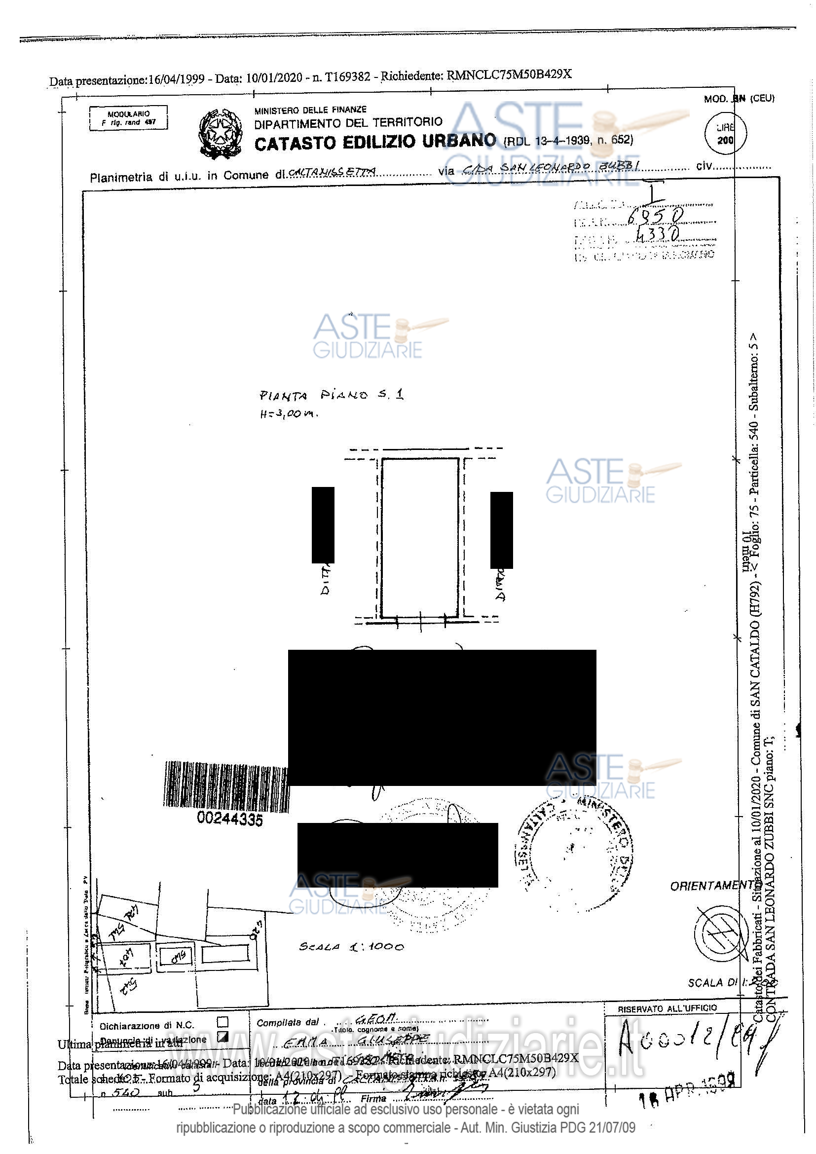 Planimetria del bene