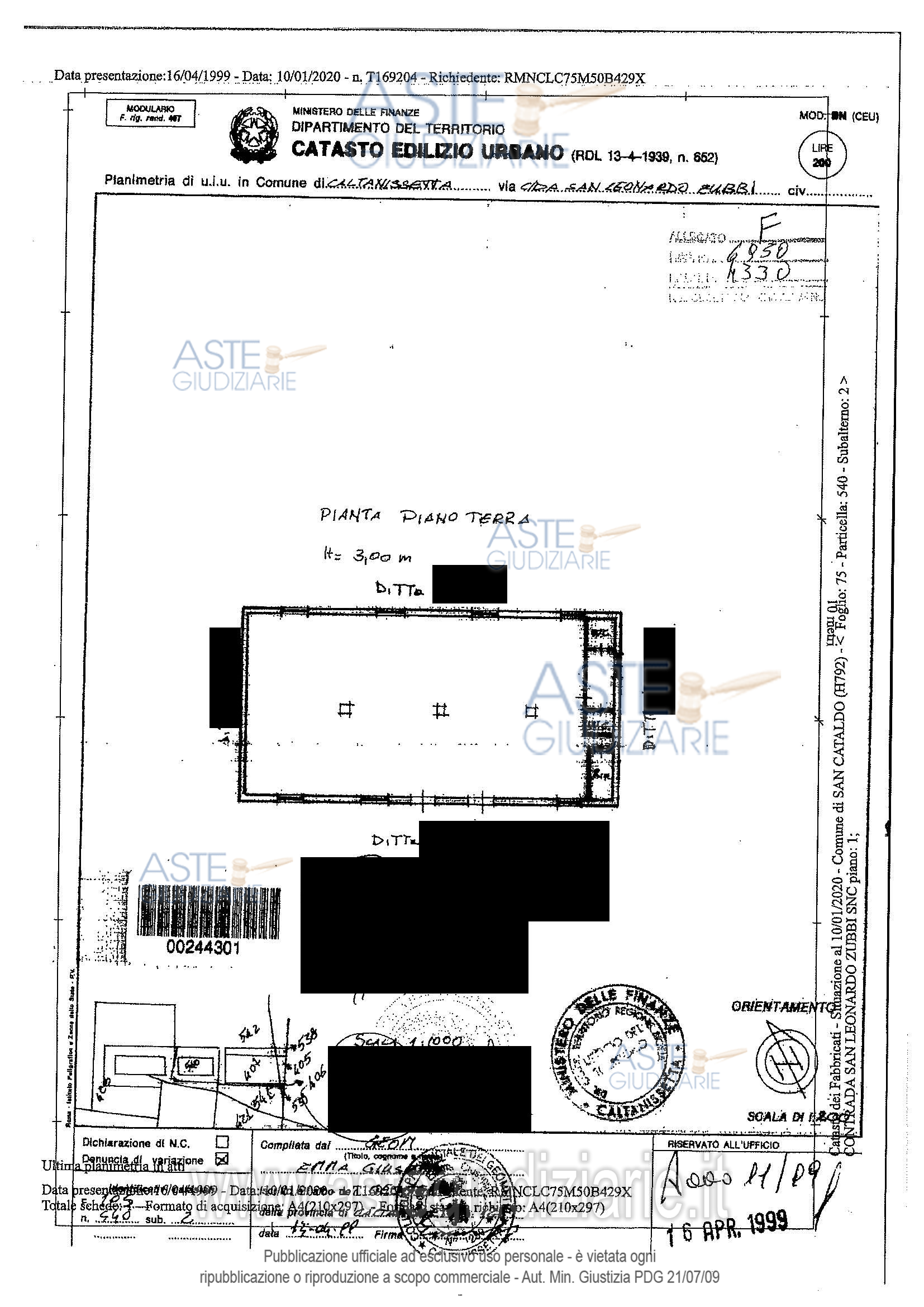 Planimetria del bene