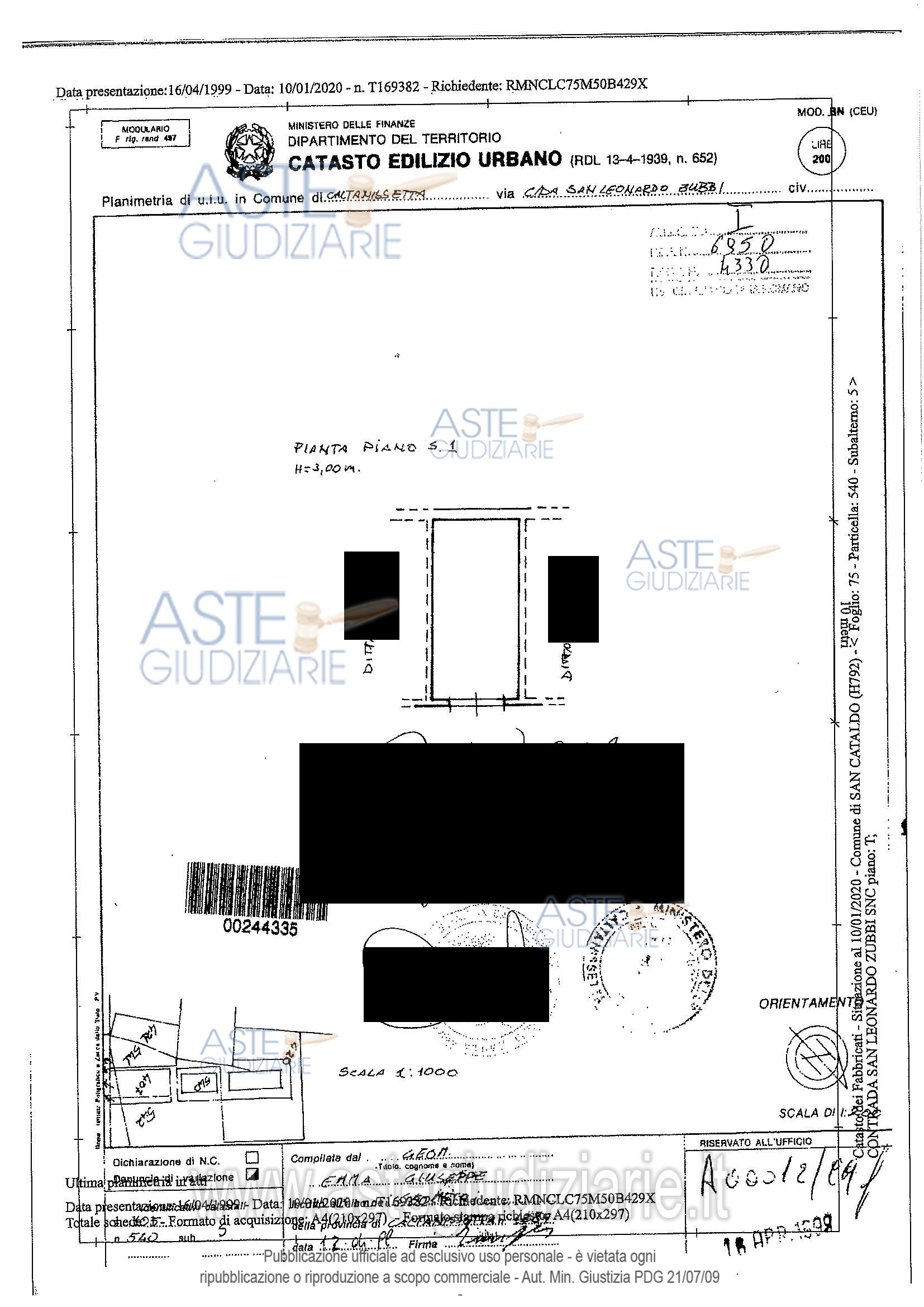 Planimetria del bene