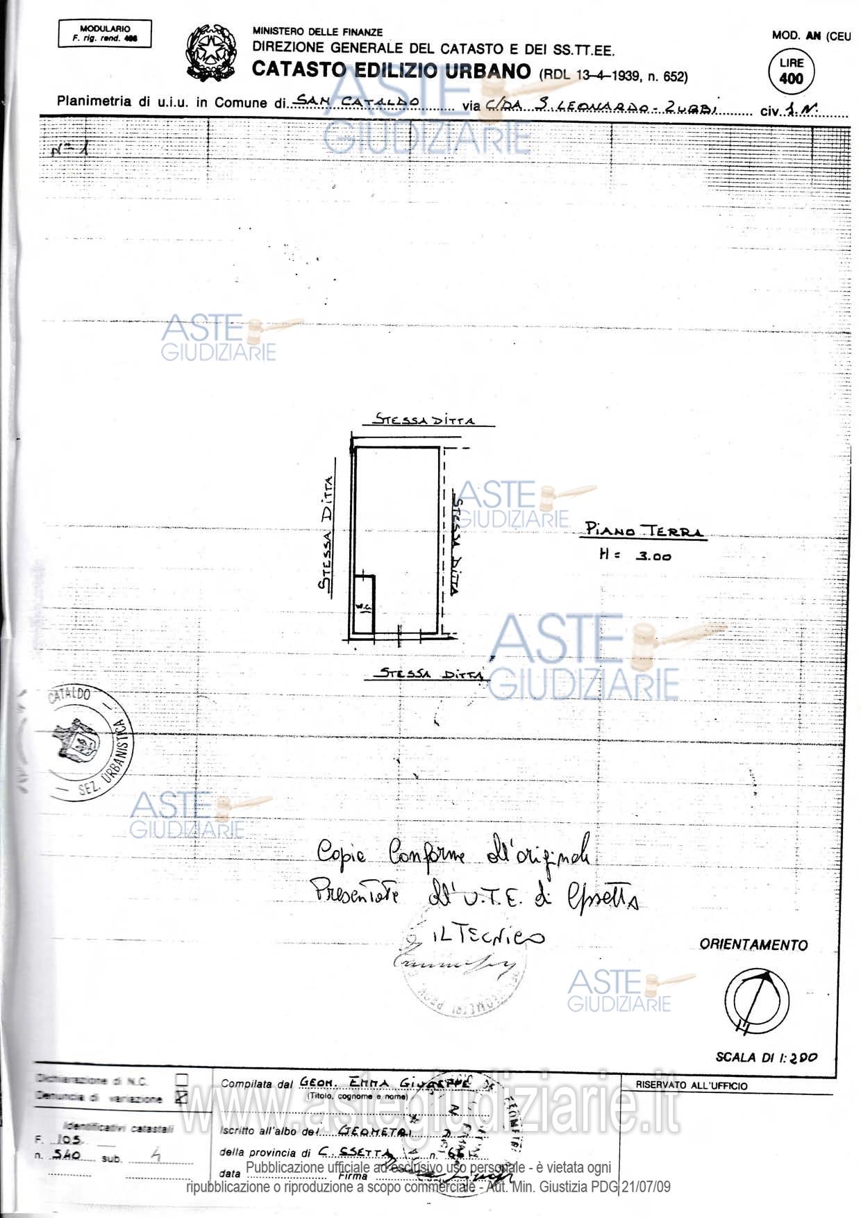 Planimetria del bene