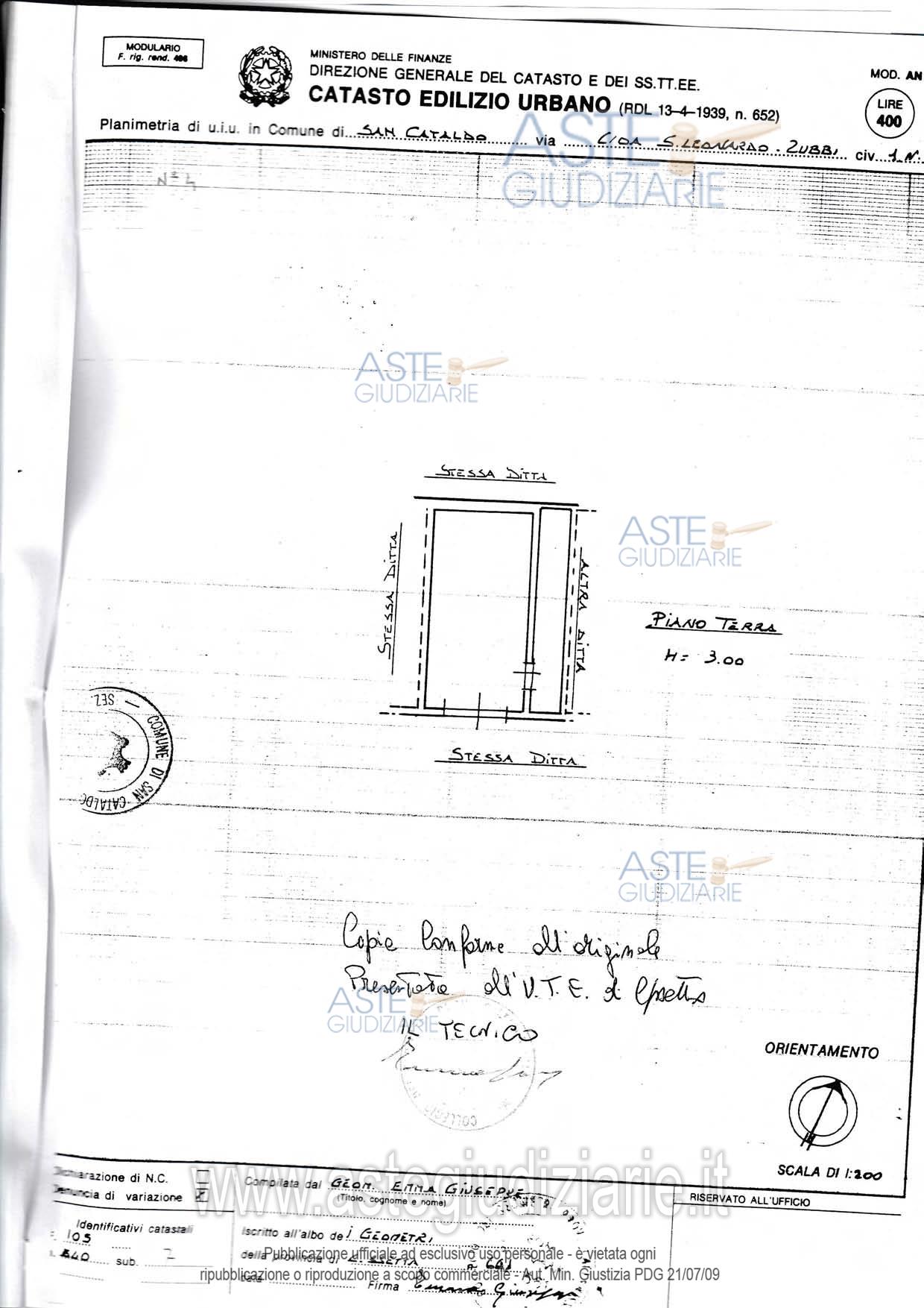 Planimetria del bene