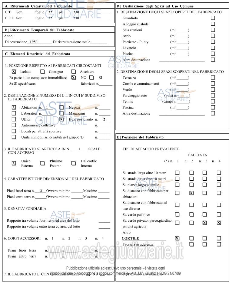 Planimetria del bene