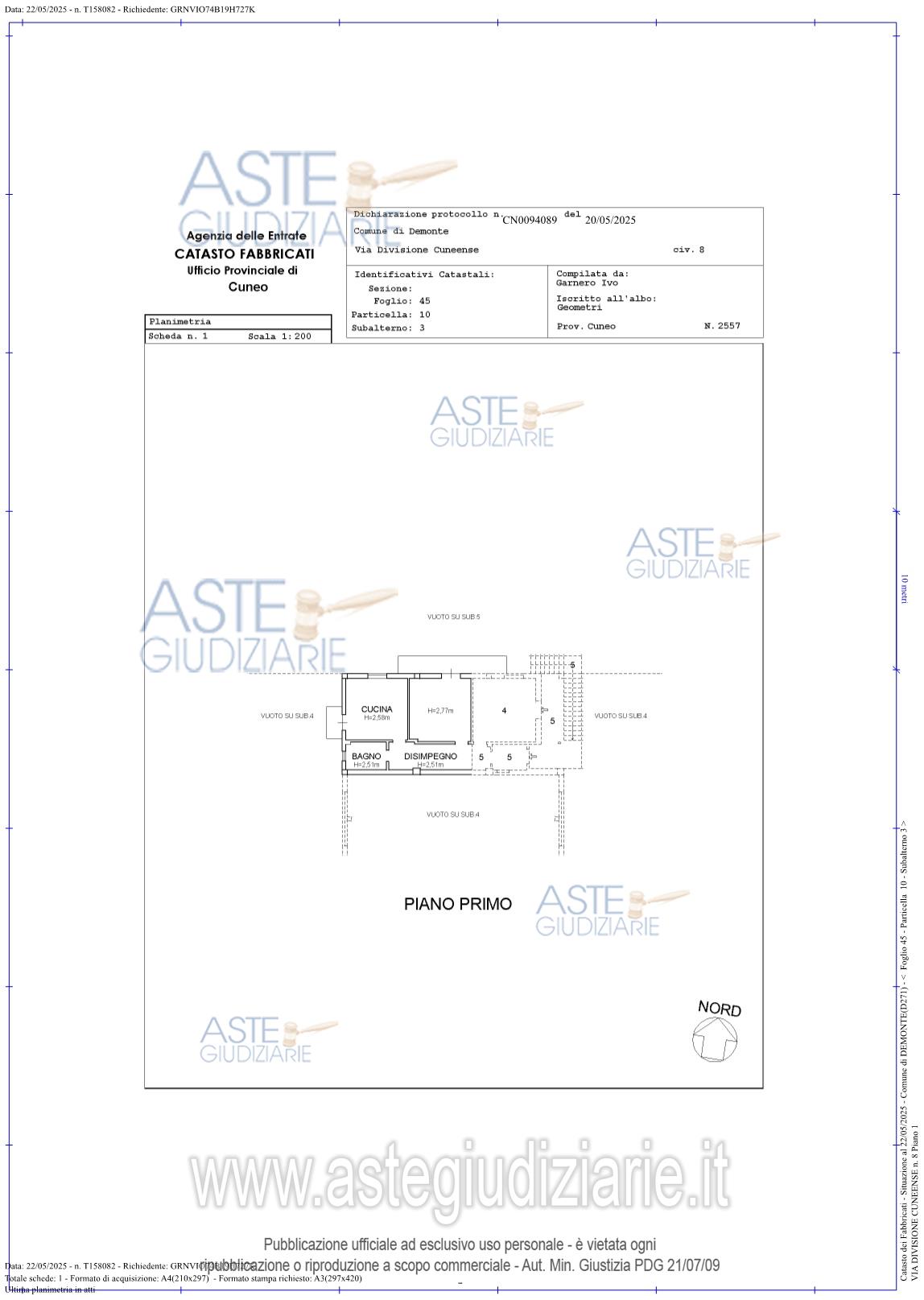 Planimetria del bene