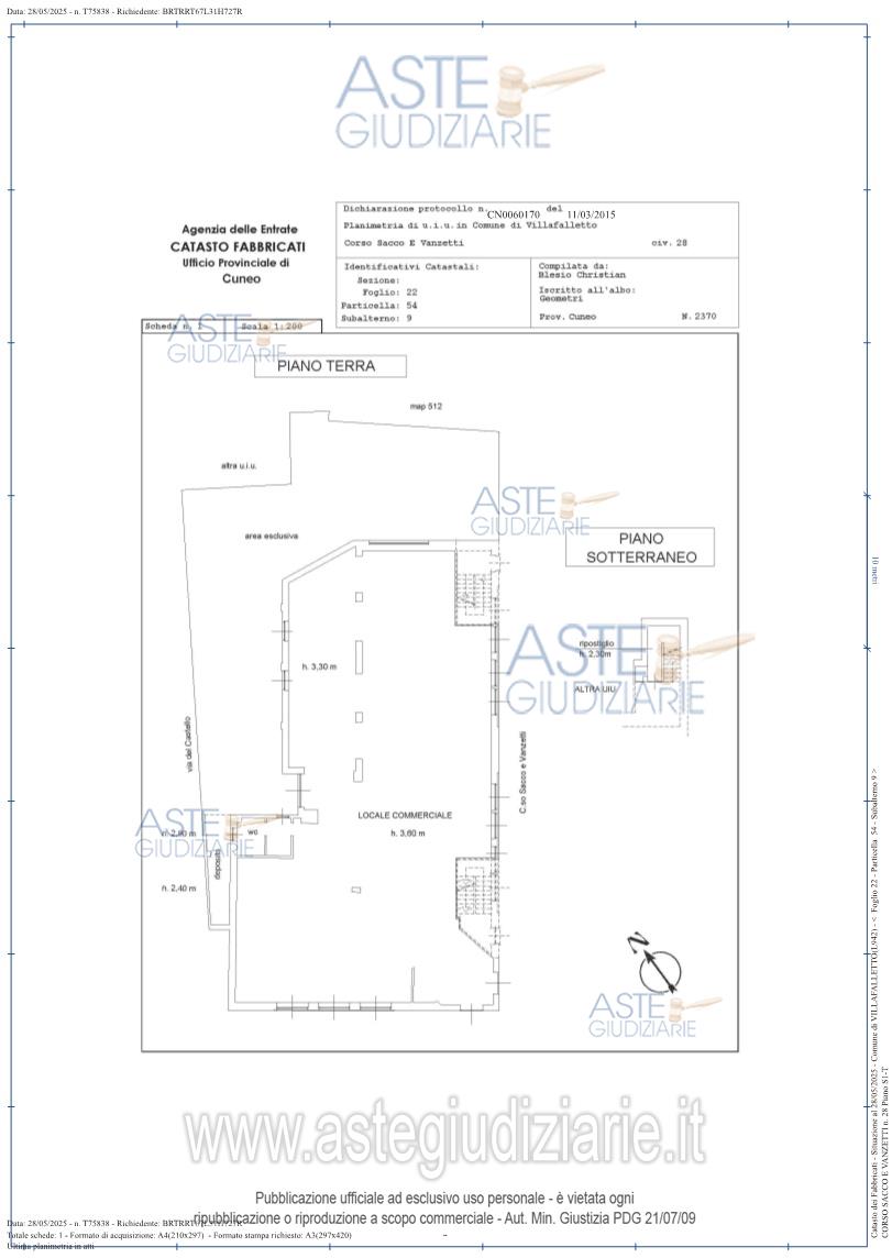 Planimetria del bene