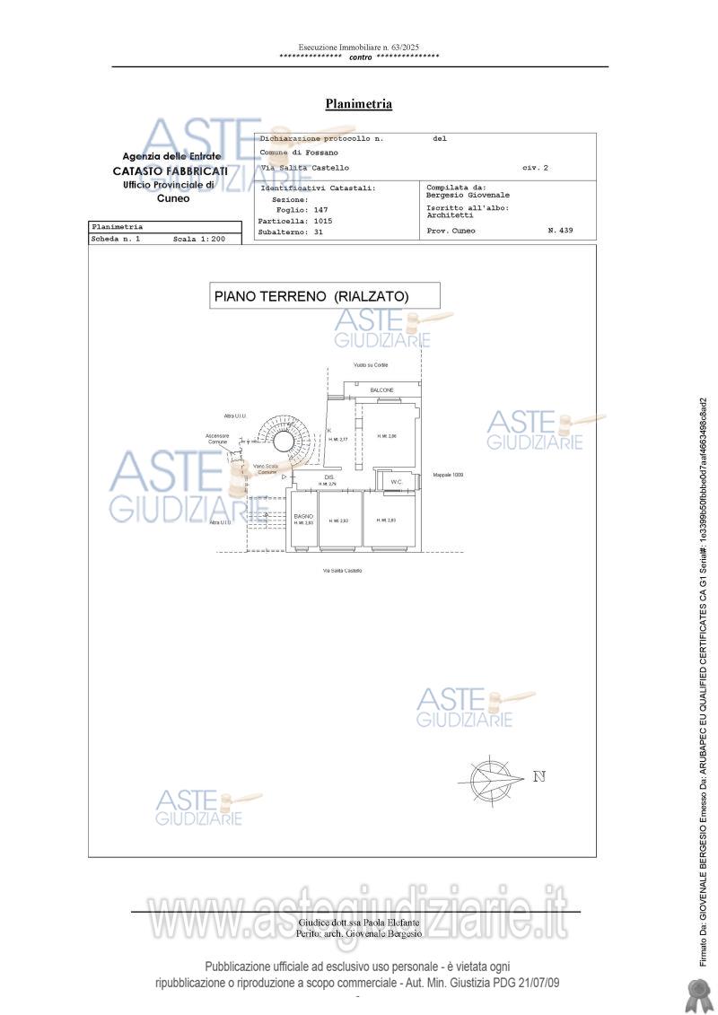 Planimetria del bene