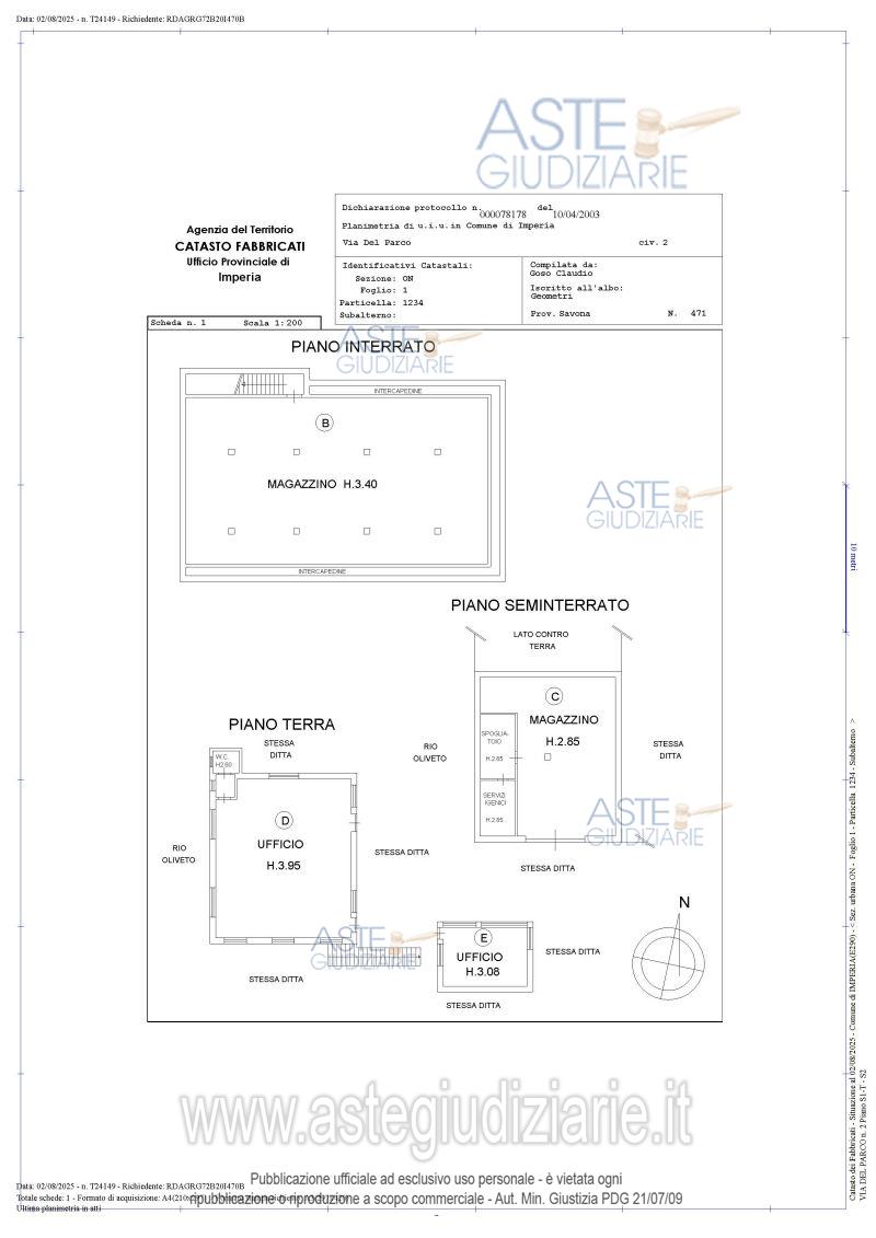 Planimetria del bene