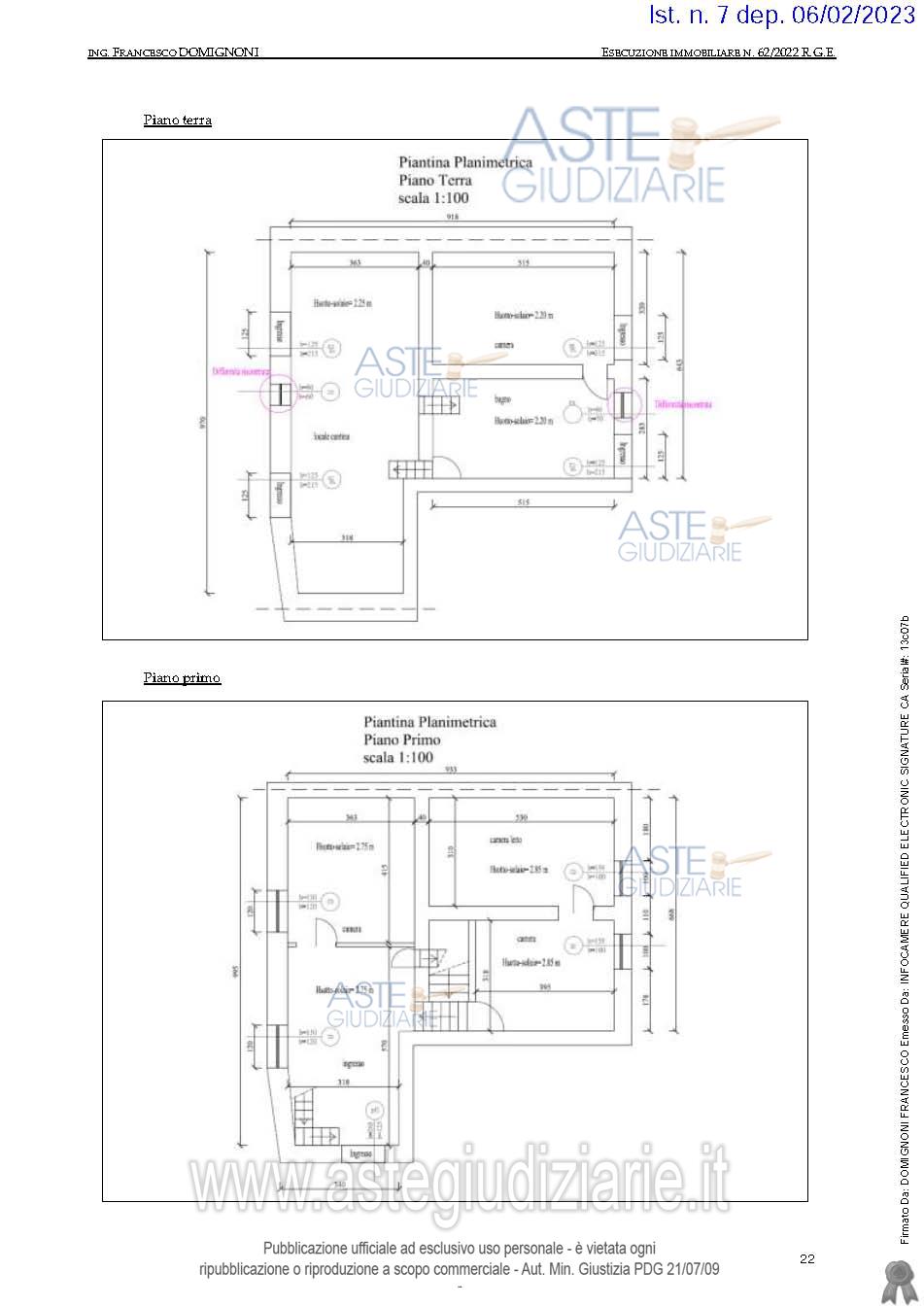 Planimetria del bene