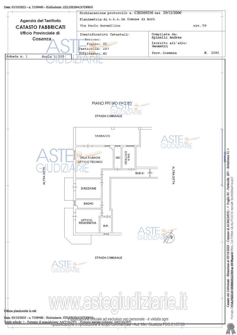 Planimetria del bene