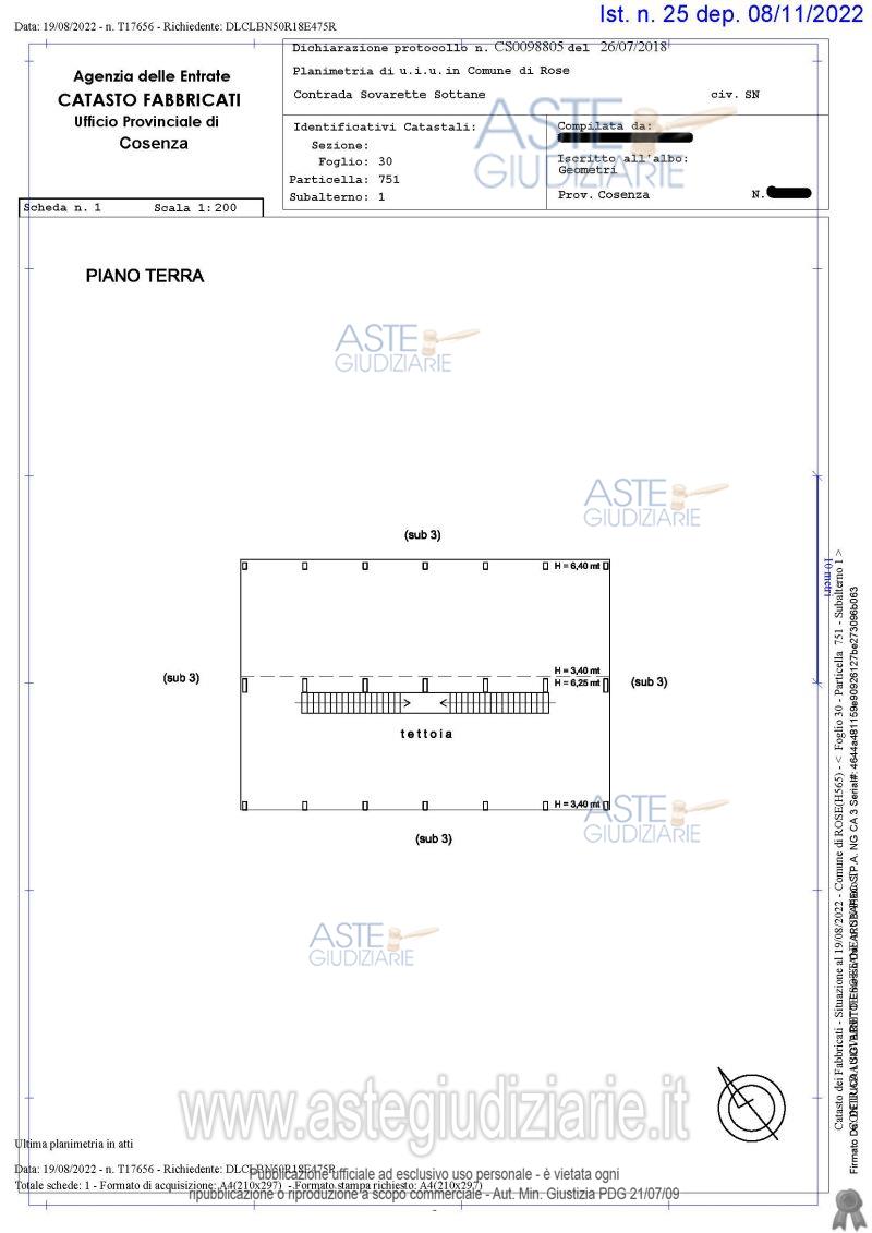 Planimetria del bene