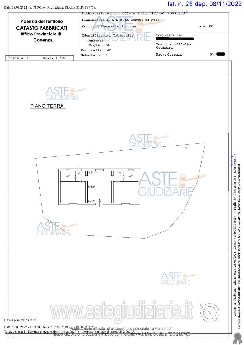Planimetria del bene