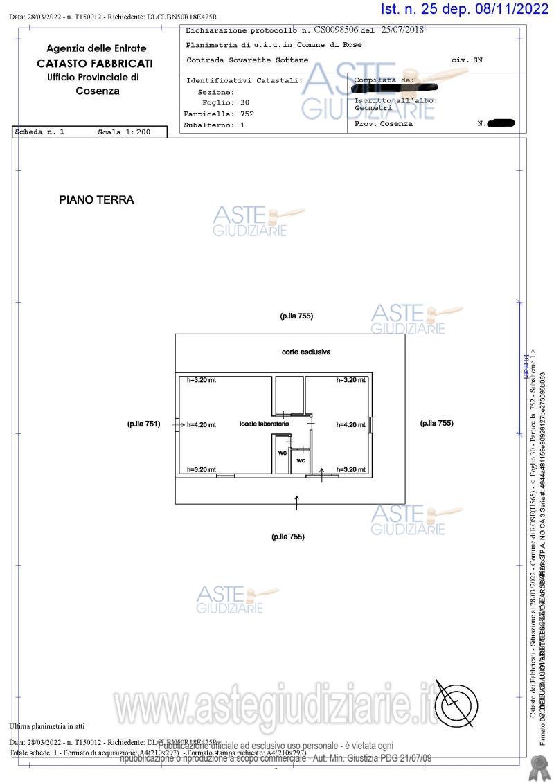 Planimetria del bene