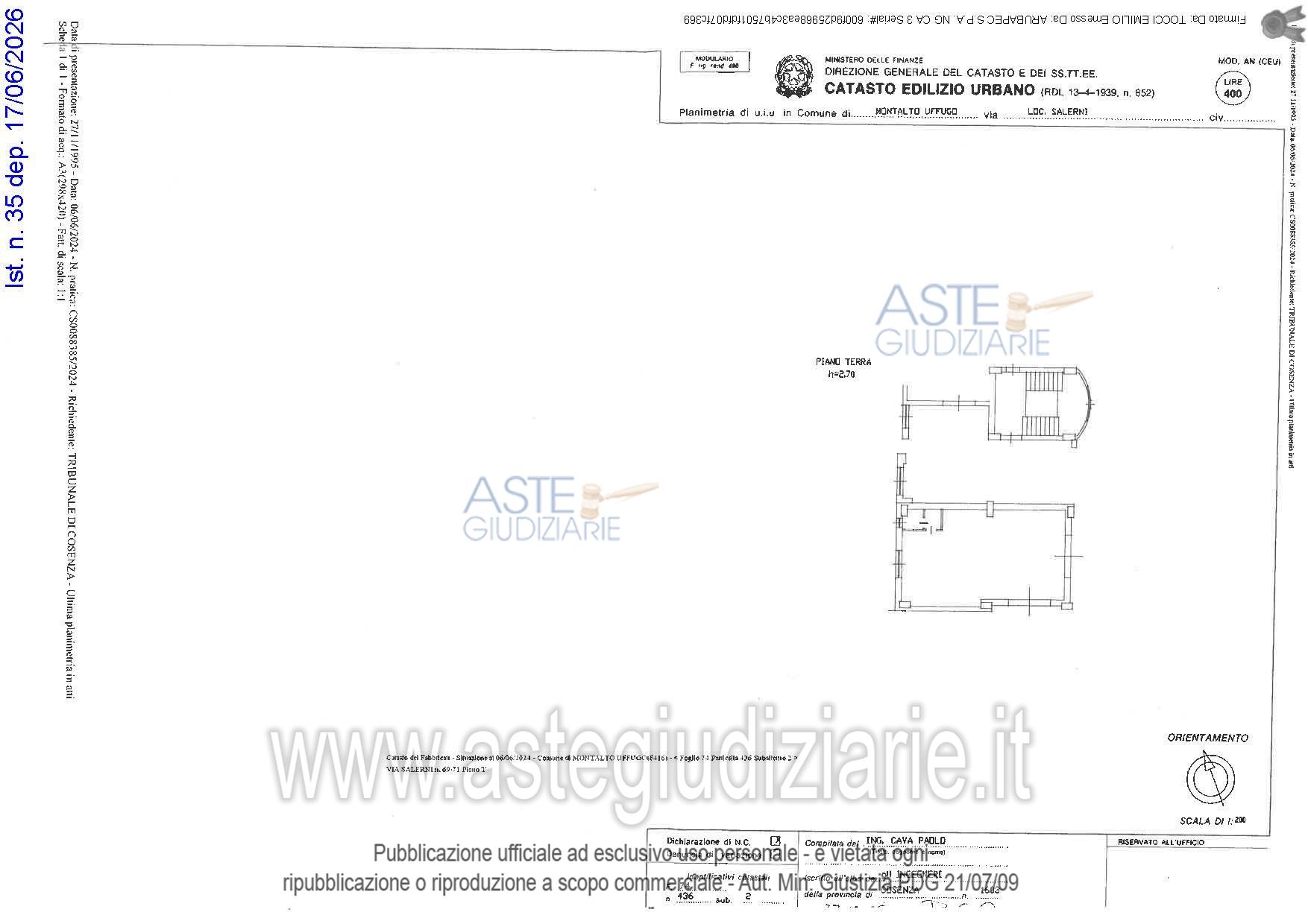 Planimetria del bene