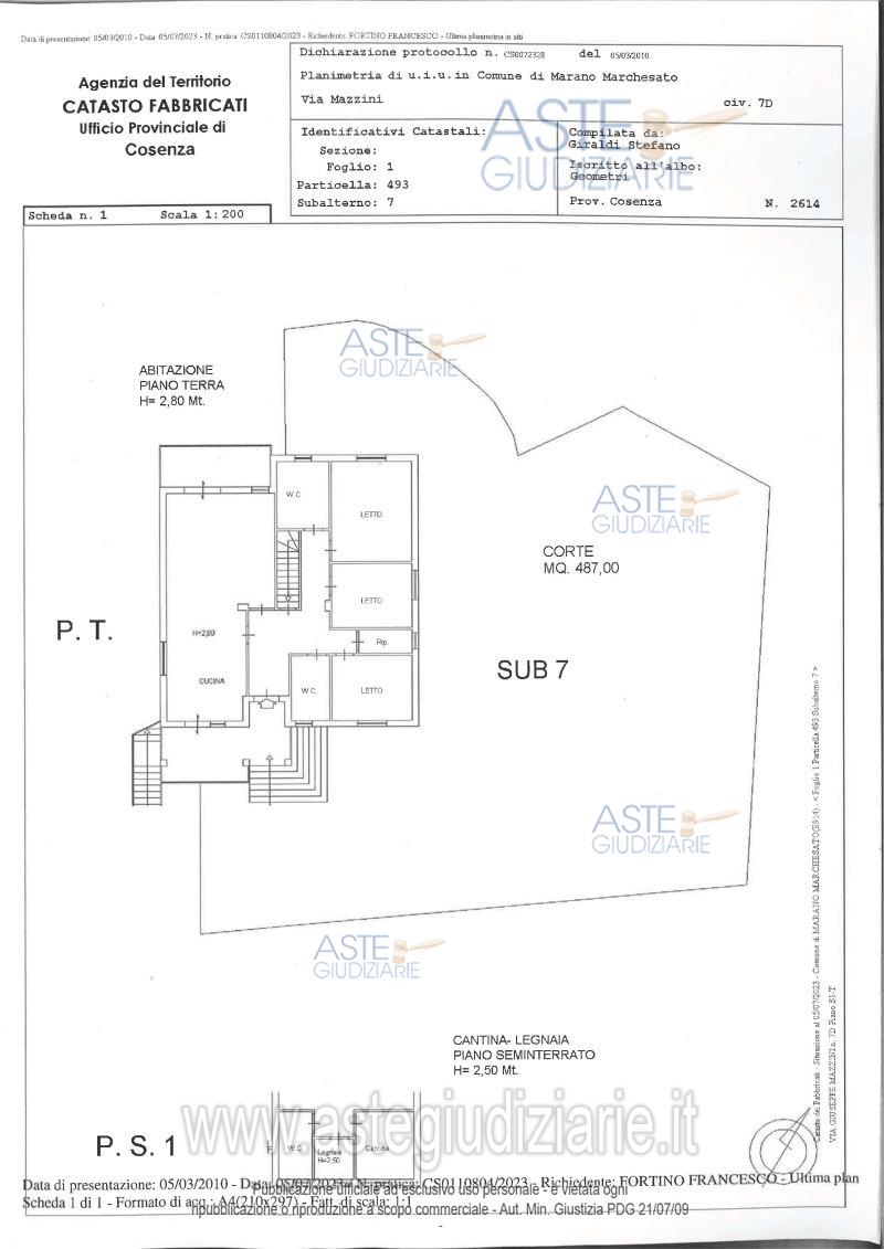 Planimetria del bene