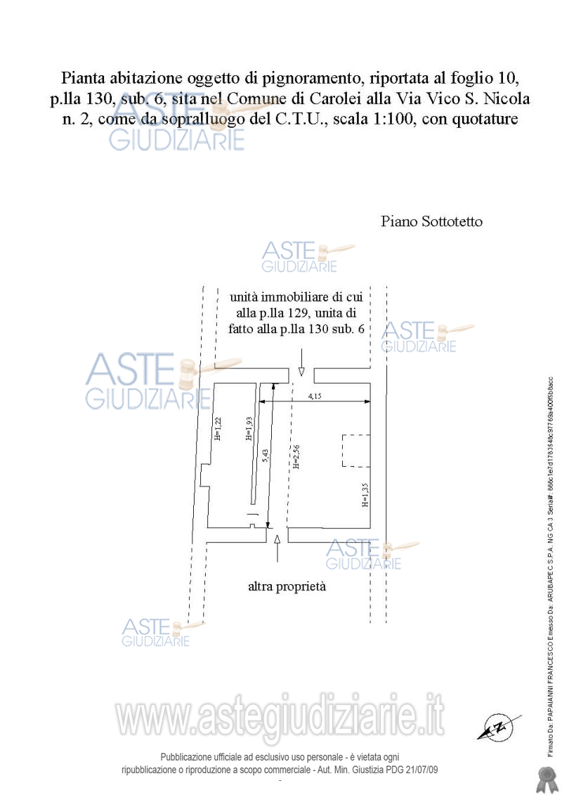 Planimetria del bene