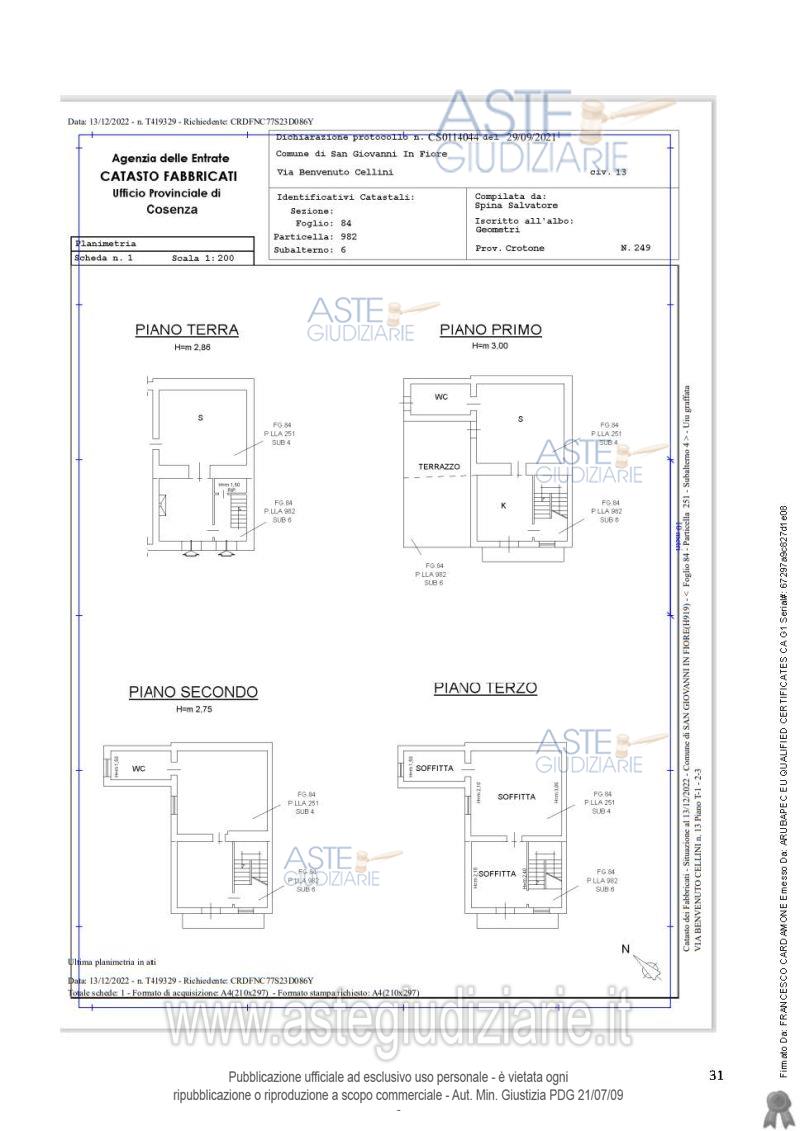 Planimetria del bene