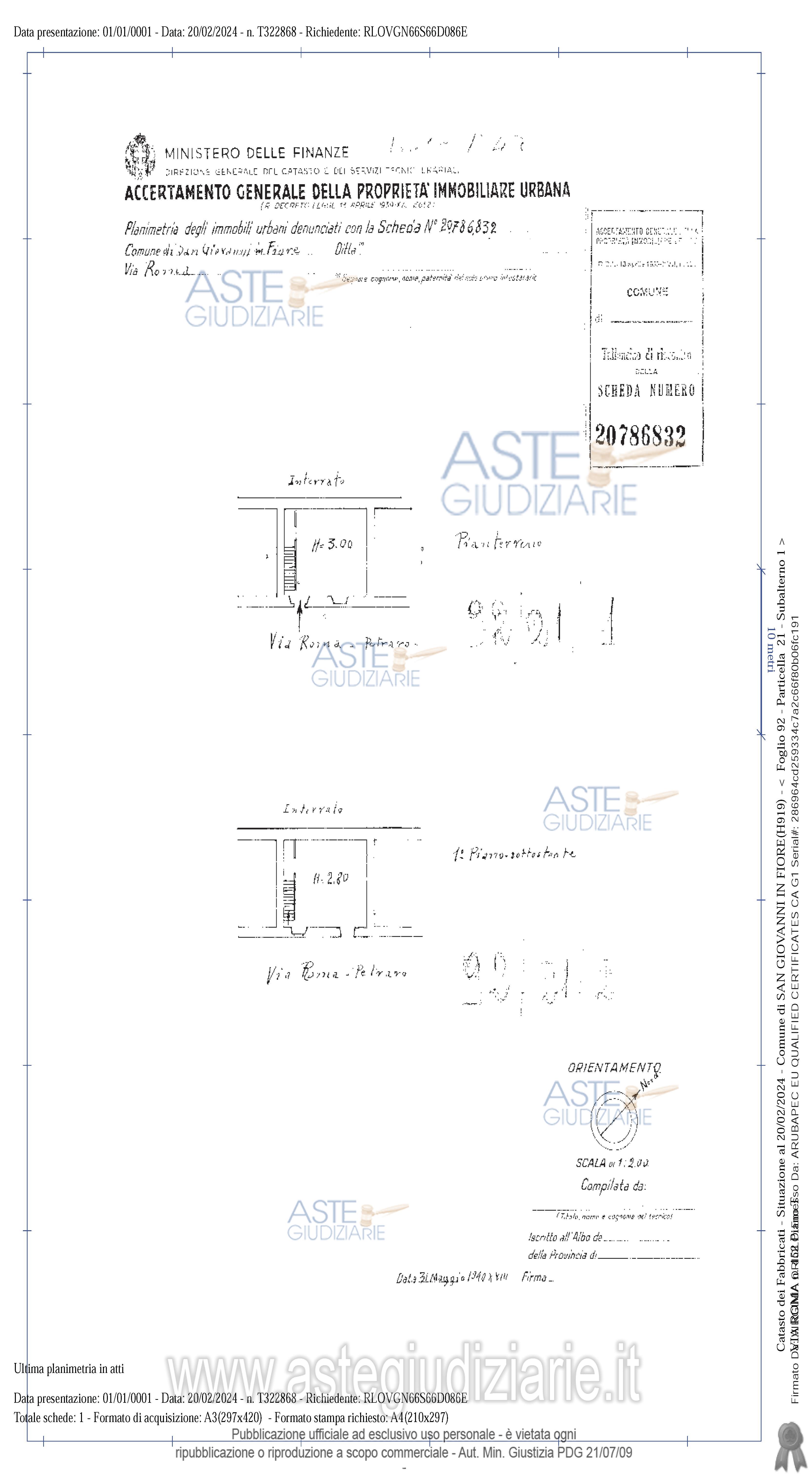 Planimetria del bene
