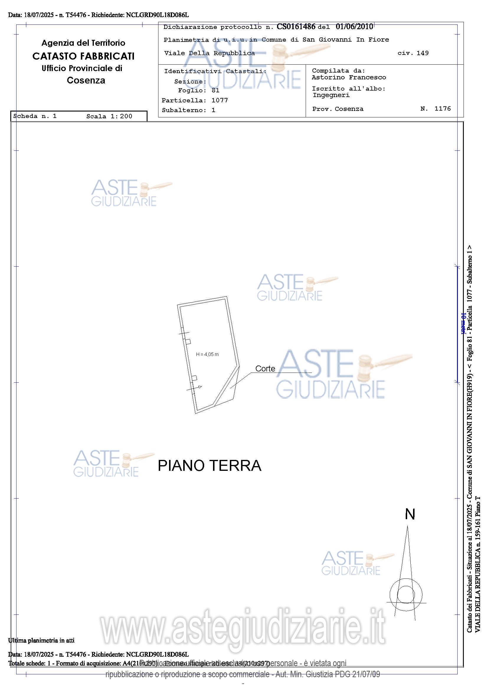 Planimetria del bene