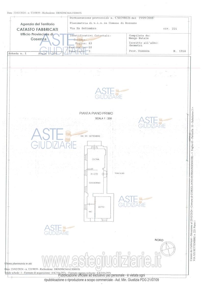 Planimetria del bene