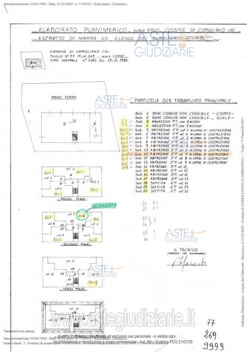Planimetria del bene