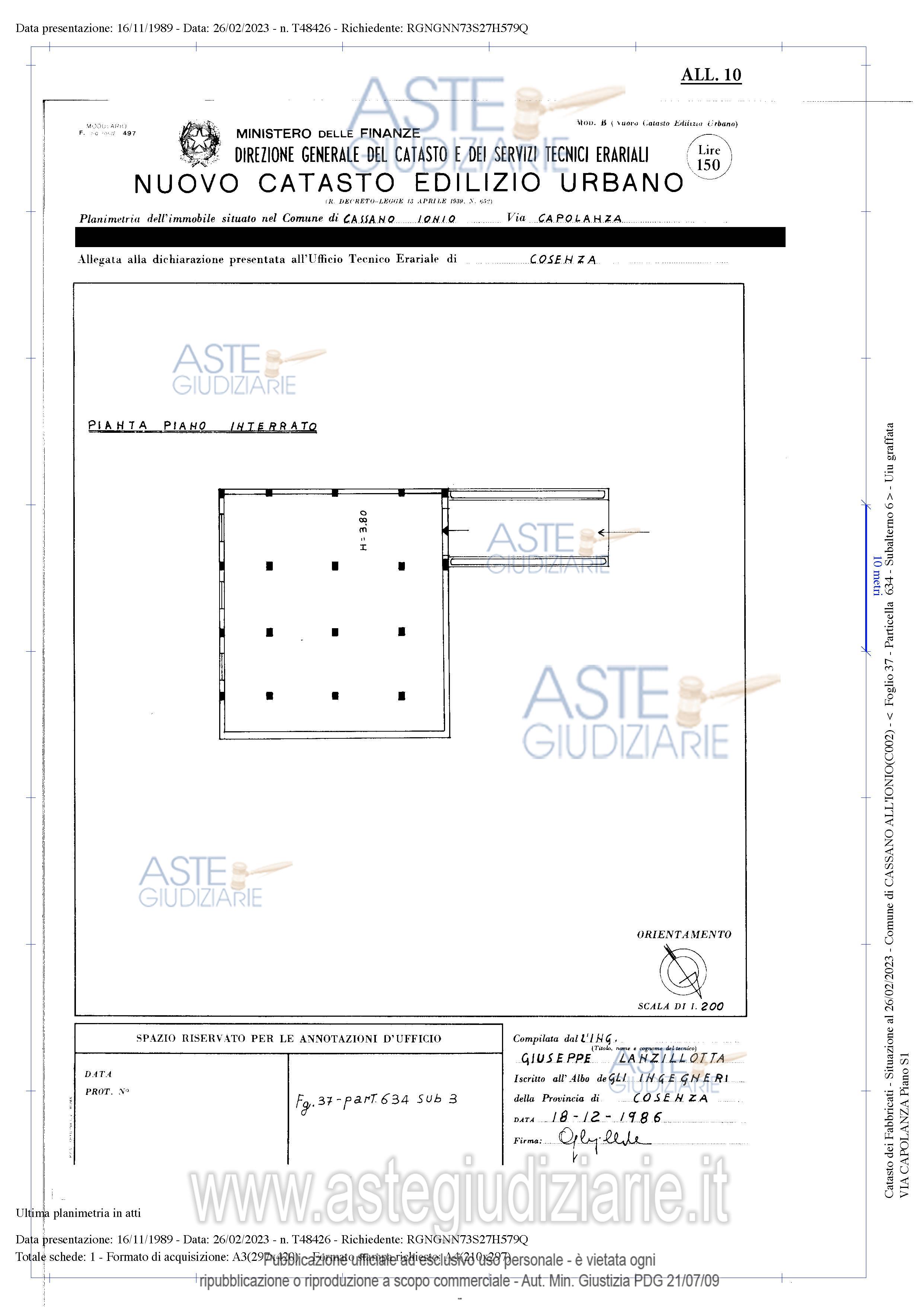 Planimetria del bene
