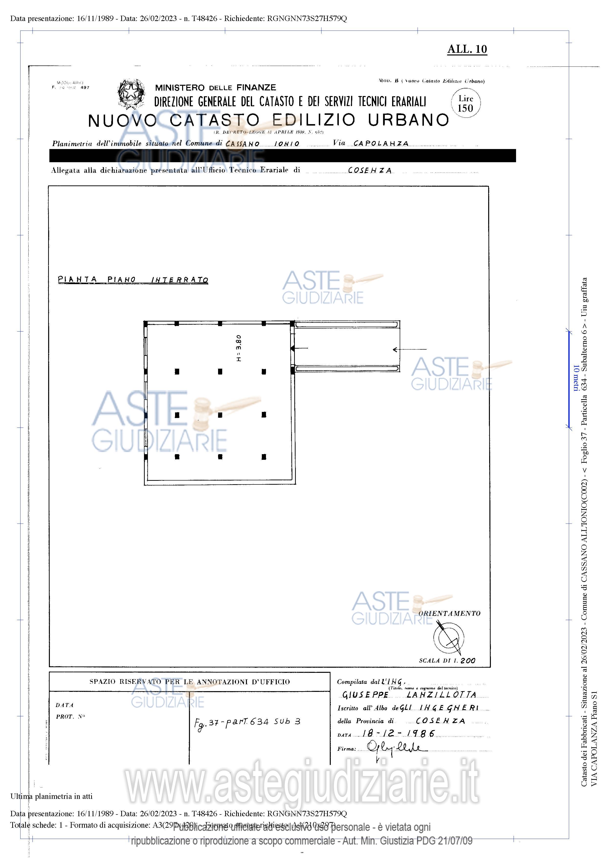 Planimetria del bene