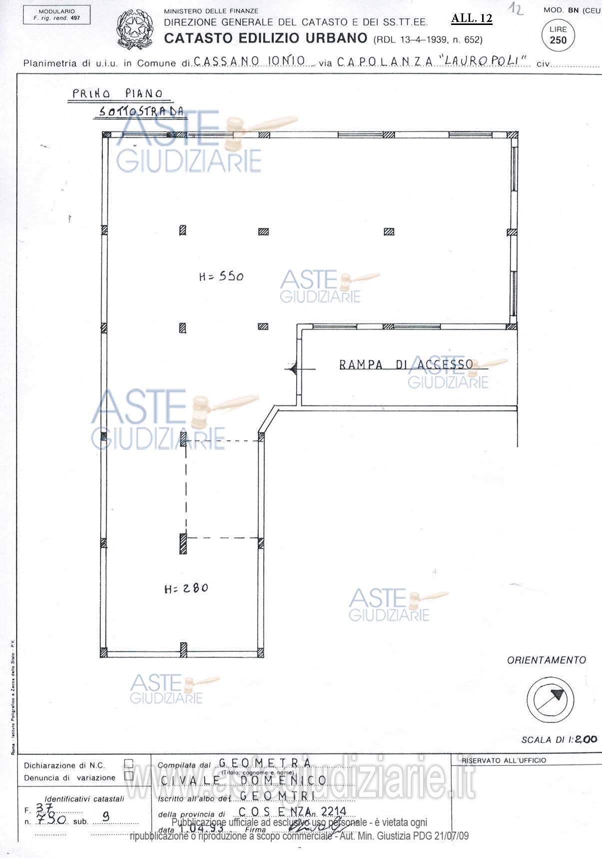 Planimetria del bene