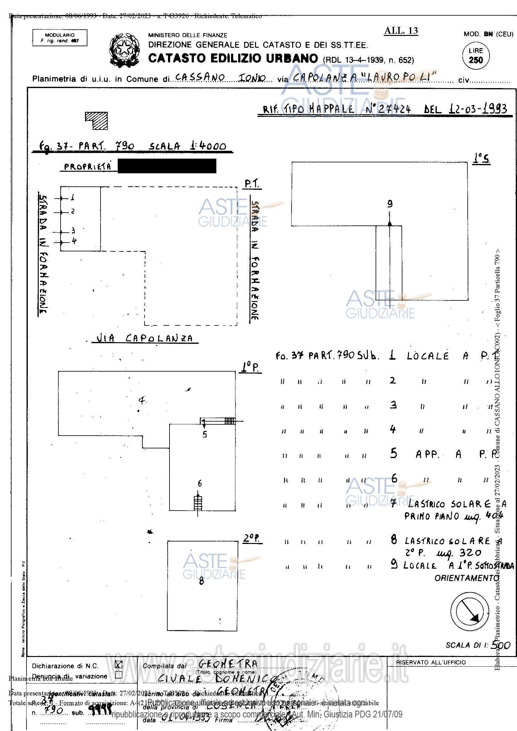 Planimetria del bene