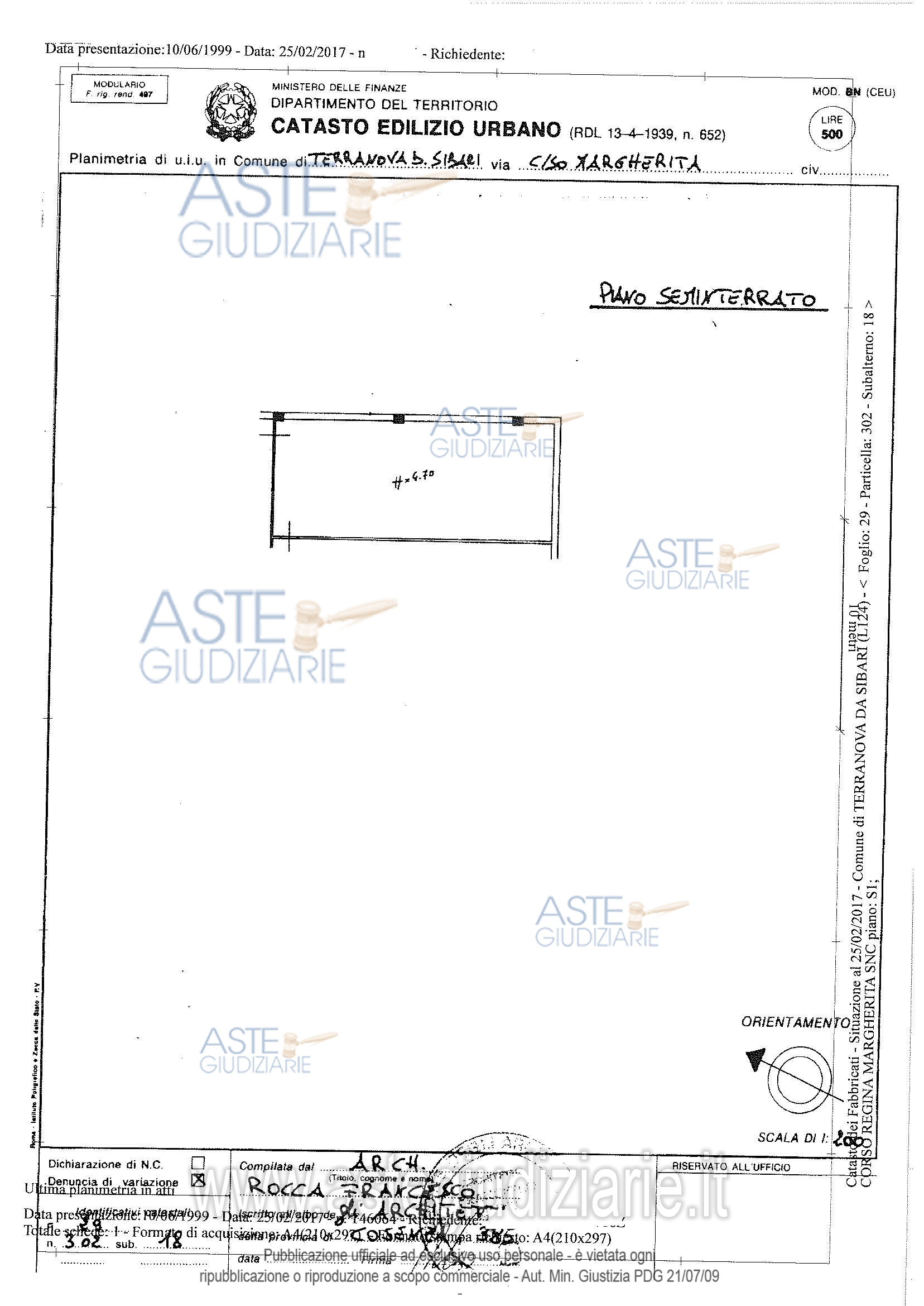 Planimetria del bene