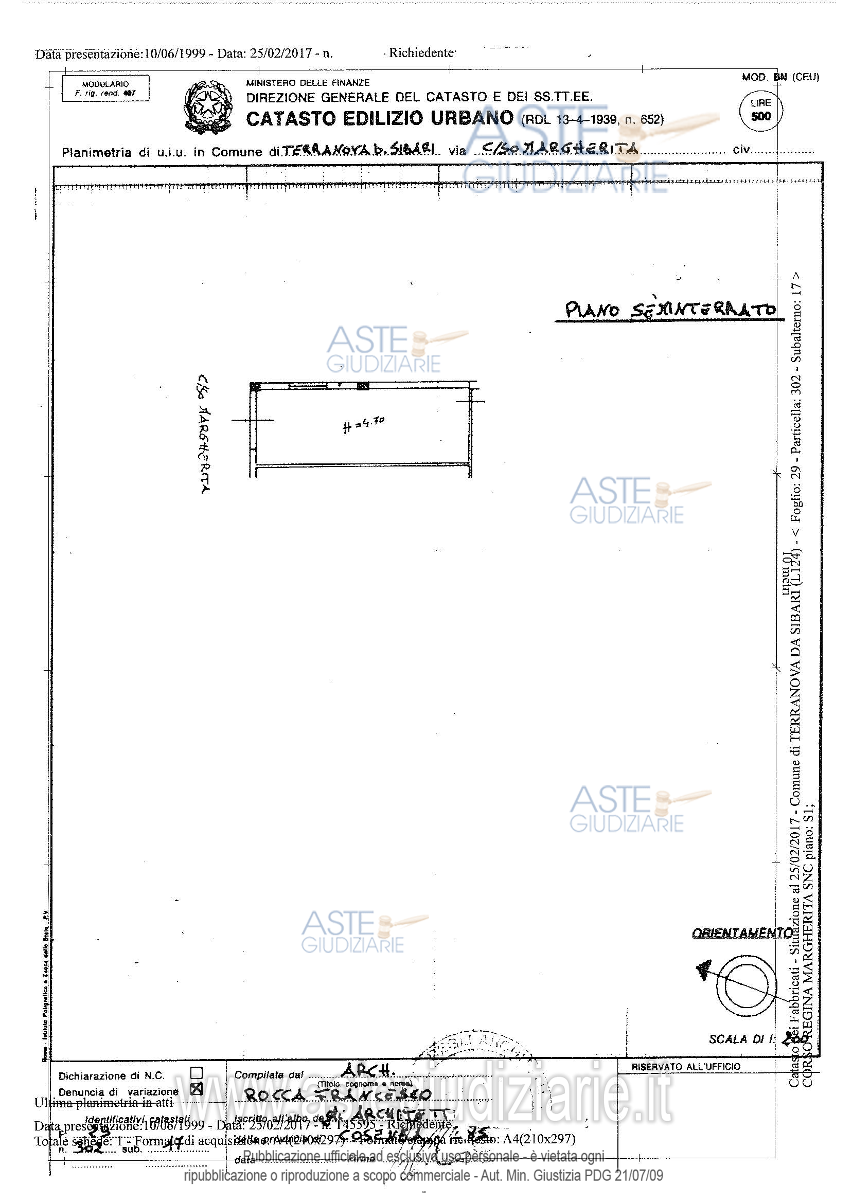 Planimetria del bene