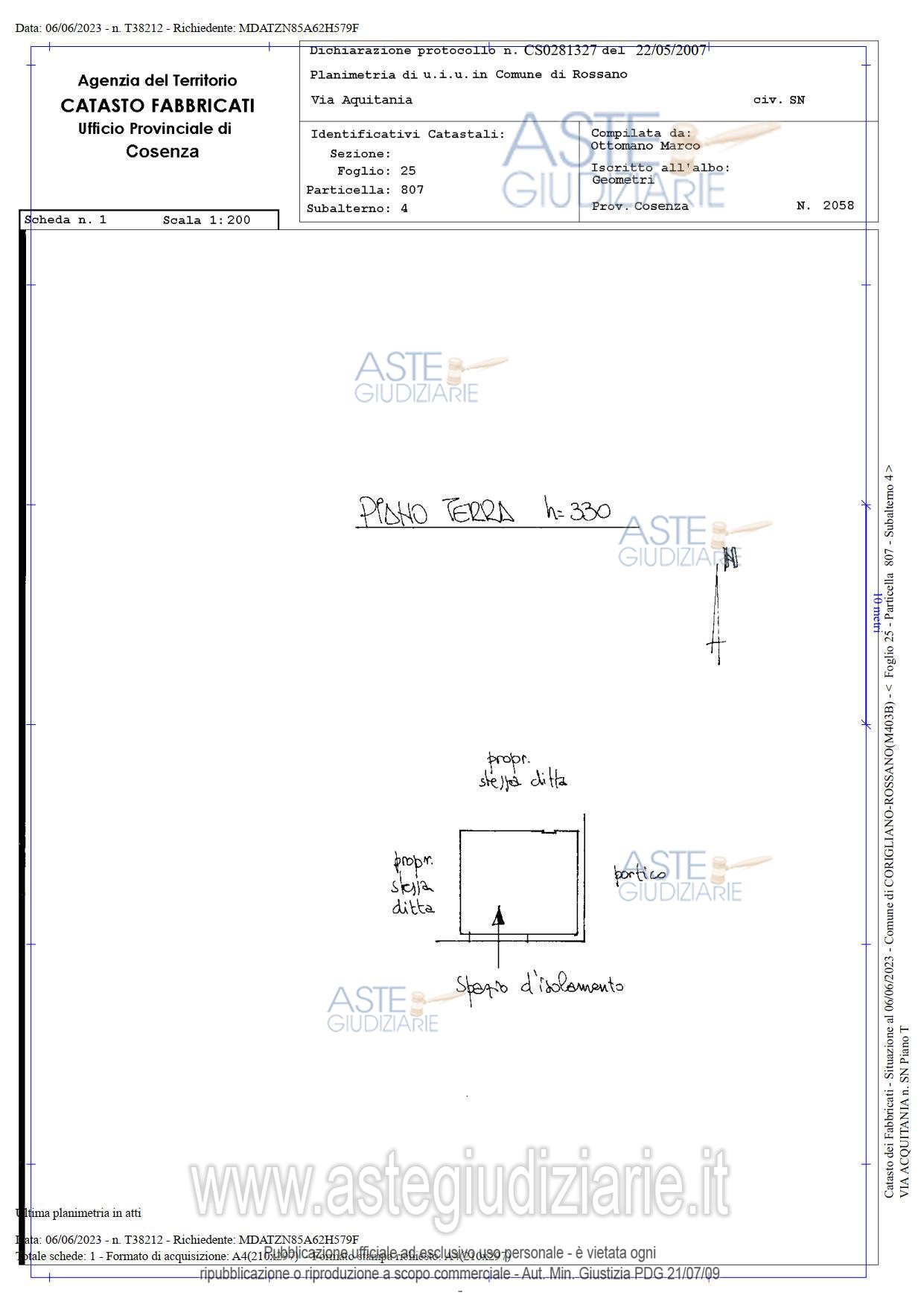 Planimetria del bene