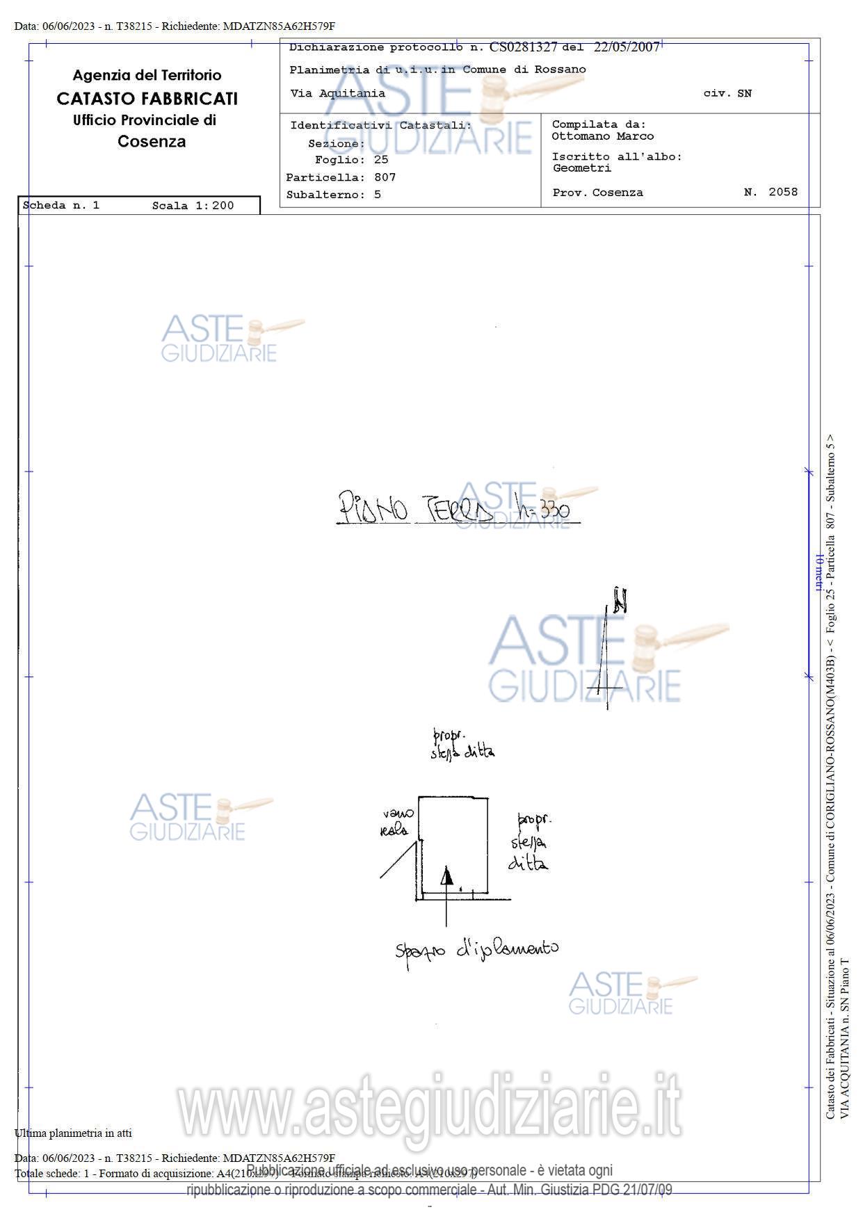 Planimetria del bene