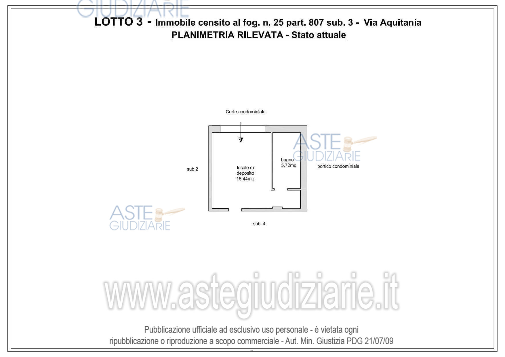 Planimetria del bene