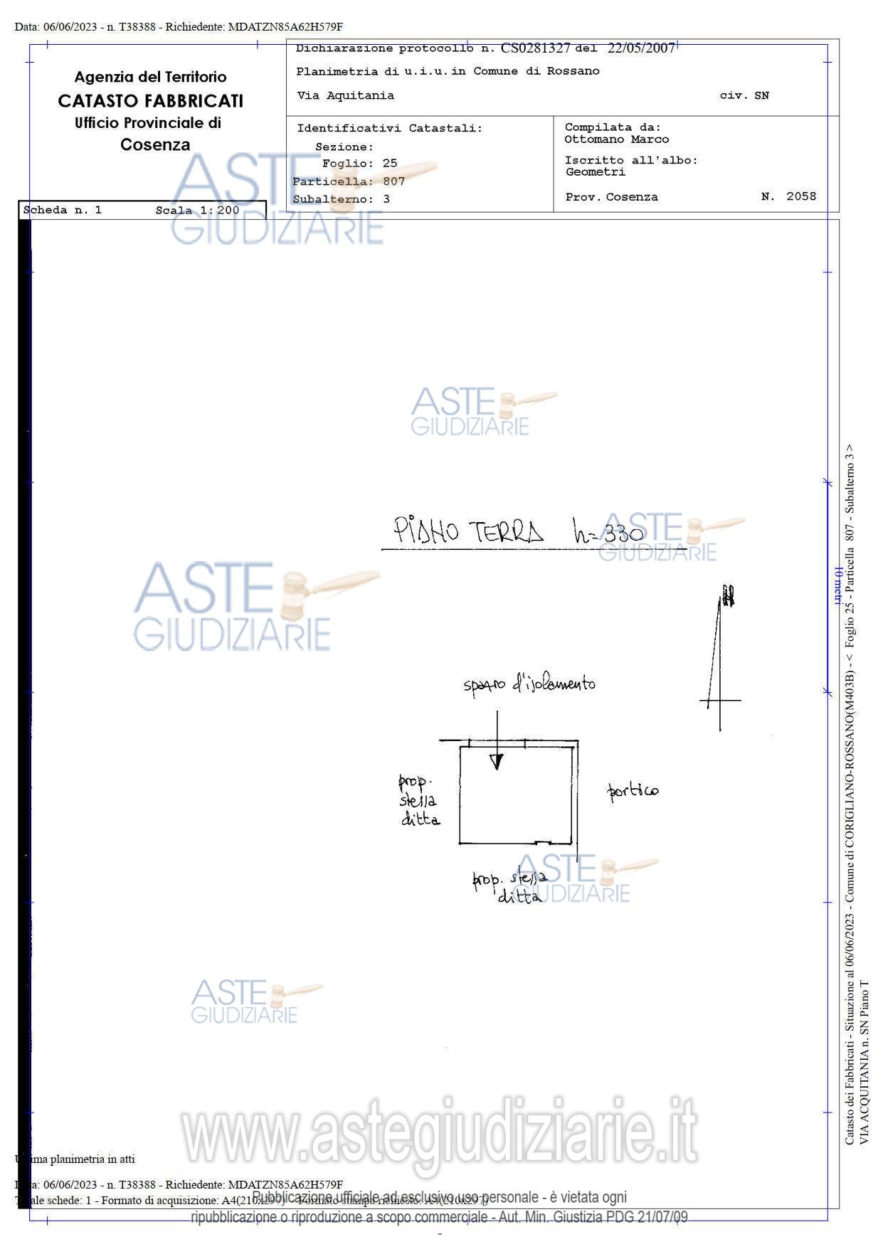 Planimetria del bene