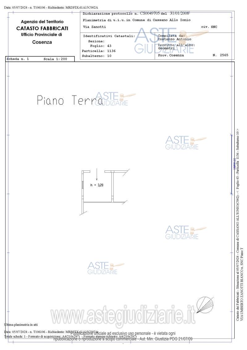 Planimetria del bene